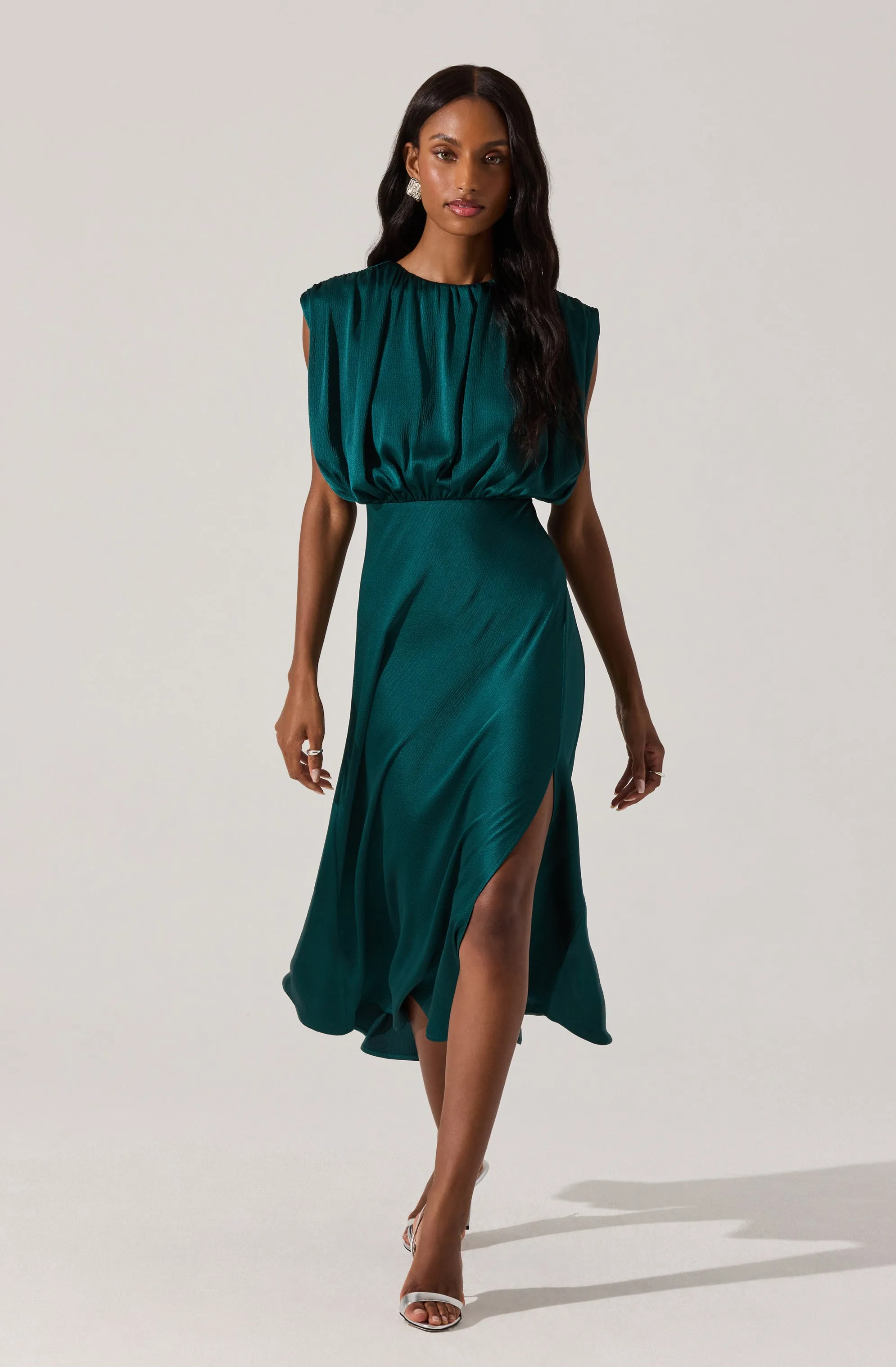 Blouson Satin Midi Dress sold by Astr