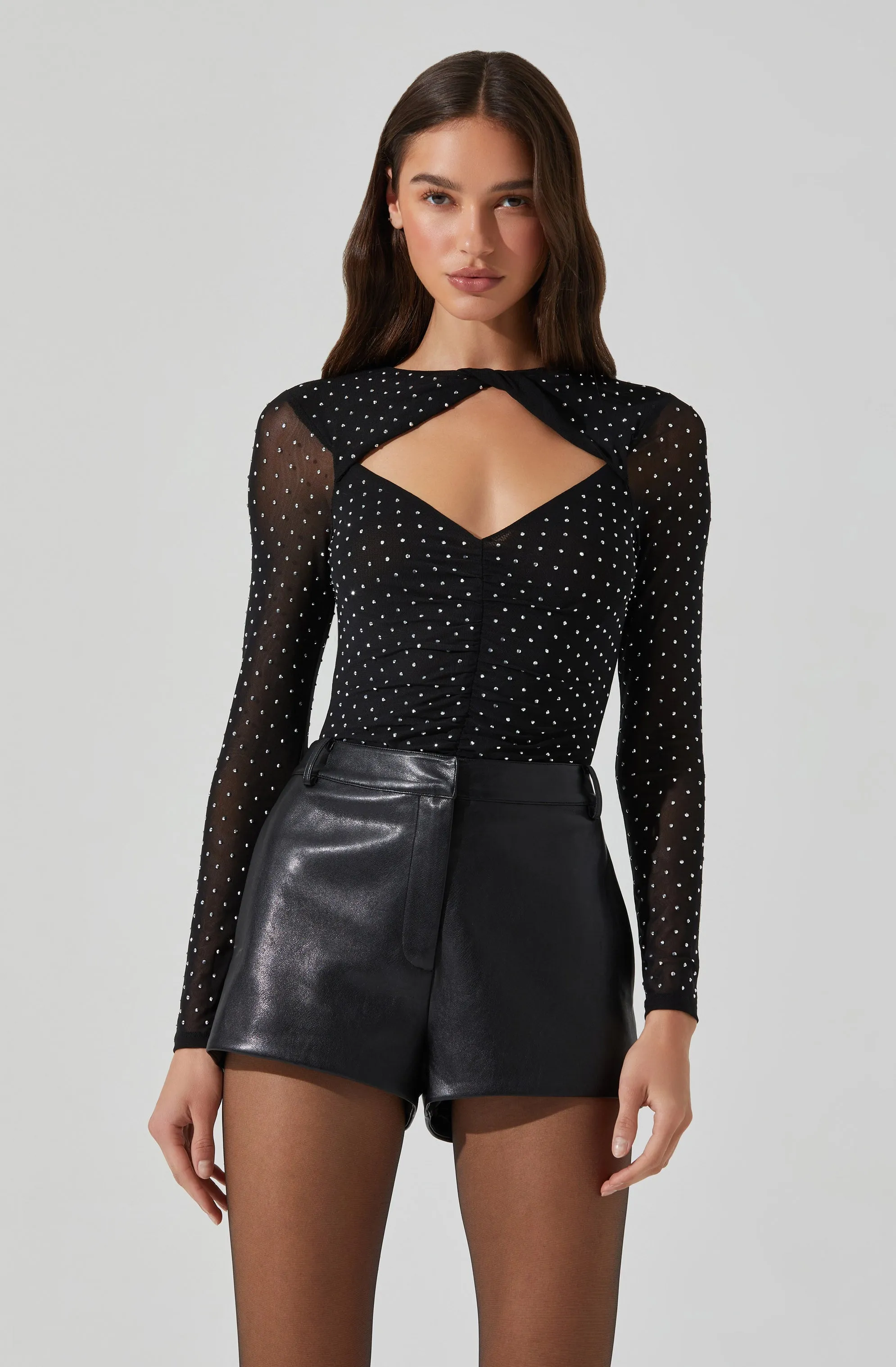 Ancira Rhinestone Mesh Bodysuit sold by Astr