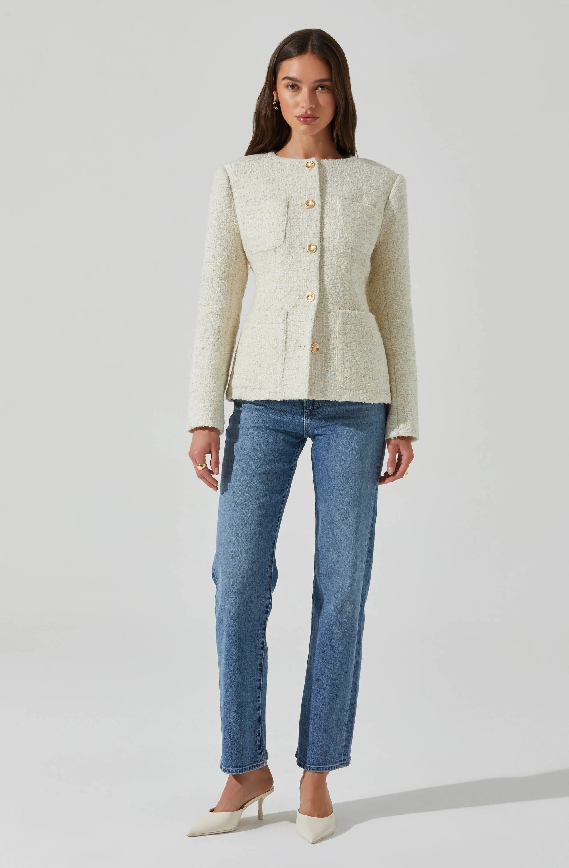 Sarae Collarless Tweed Jacket sold by Astr product image thumbnail 2