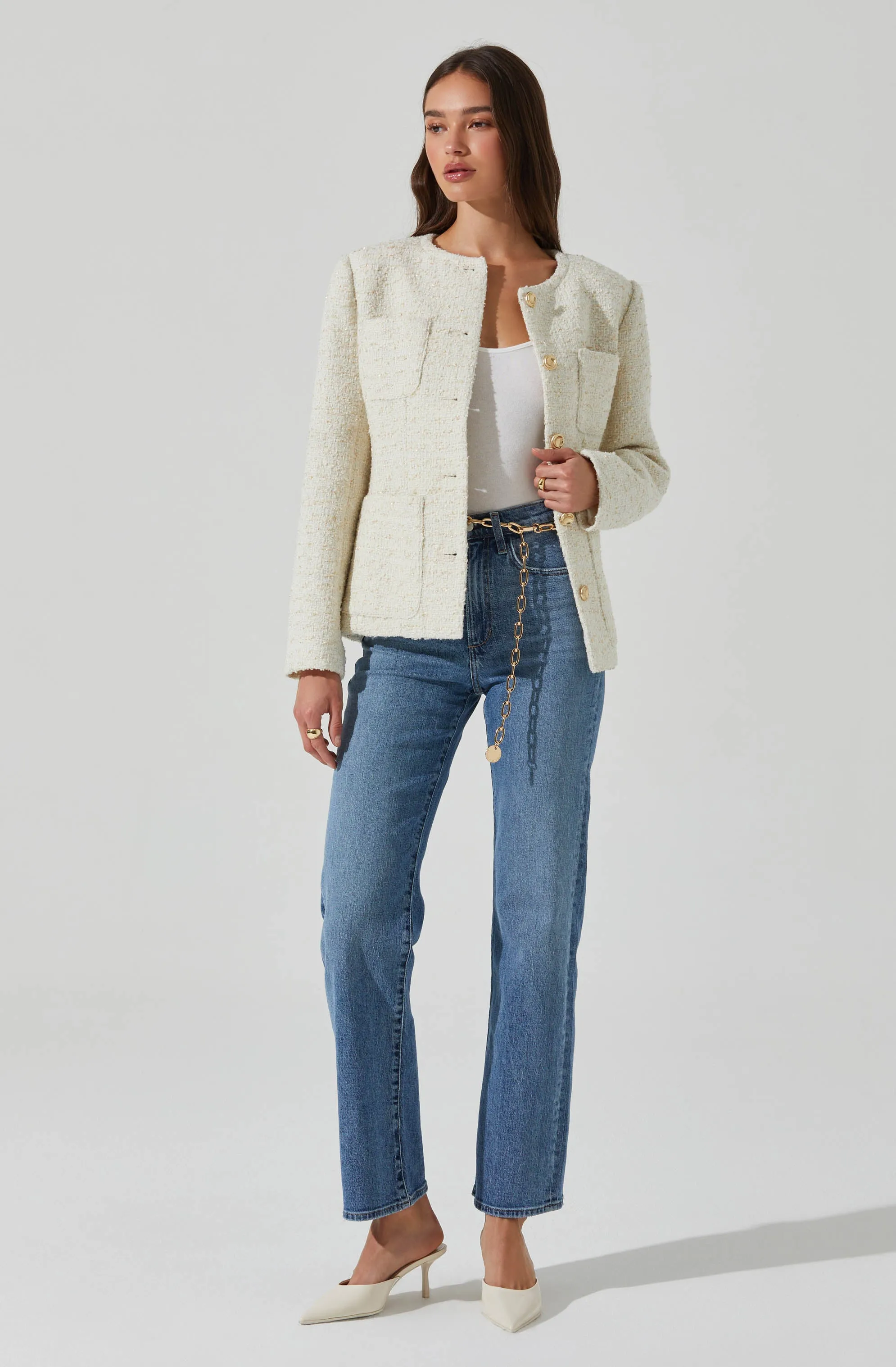 Sarae Collarless Tweed Jacket sold by Astr product image thumbnail 3