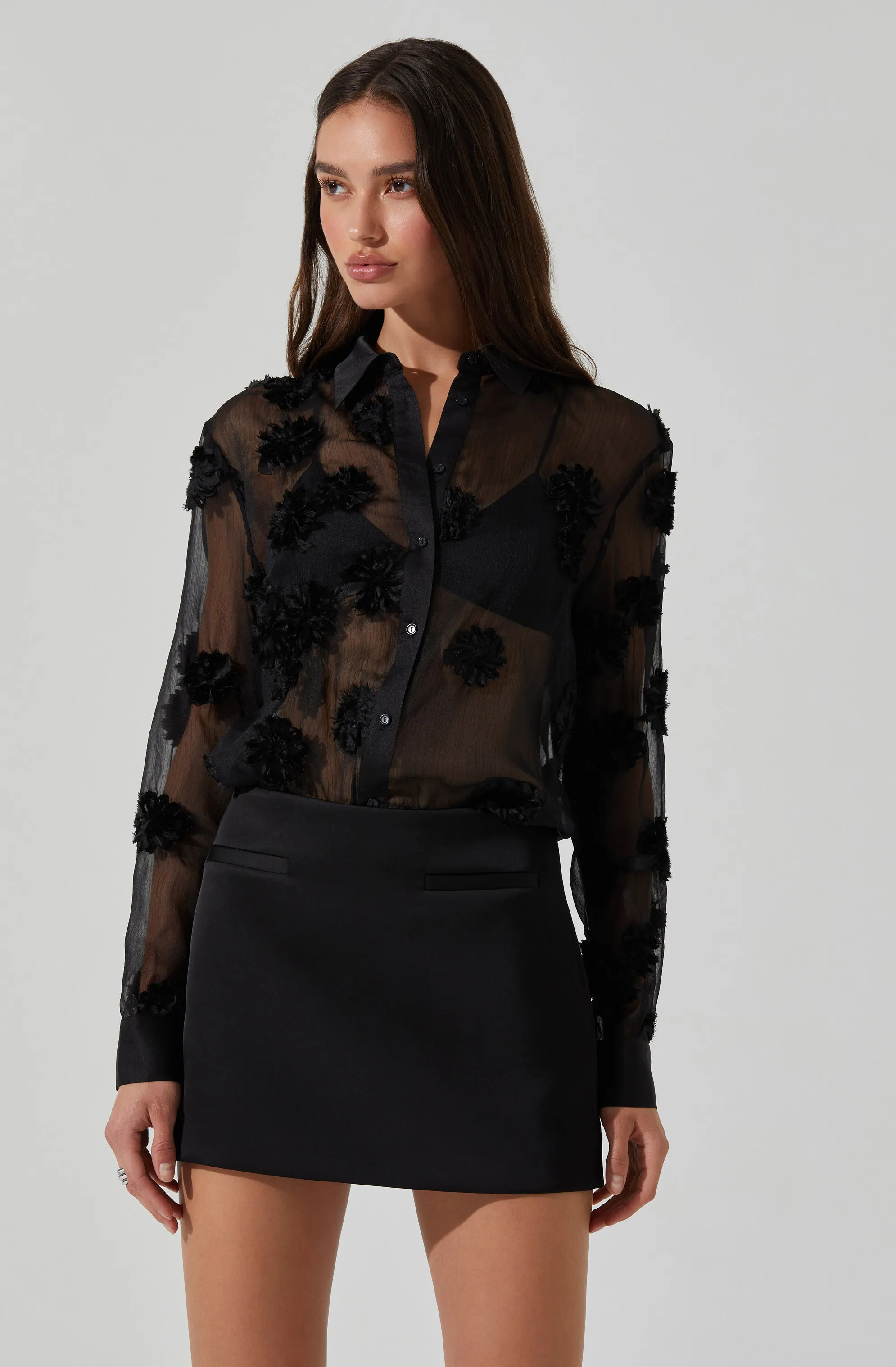 Ioannis Sheer 3D Floral Shirt sold by Astr product image thumbnail 3