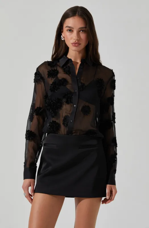 Ioannis Sheer 3D Floral Shirt sold by Astr
