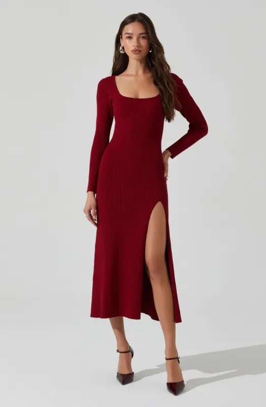 Kylie Ribbed Midi Sweater Dress made by Astr