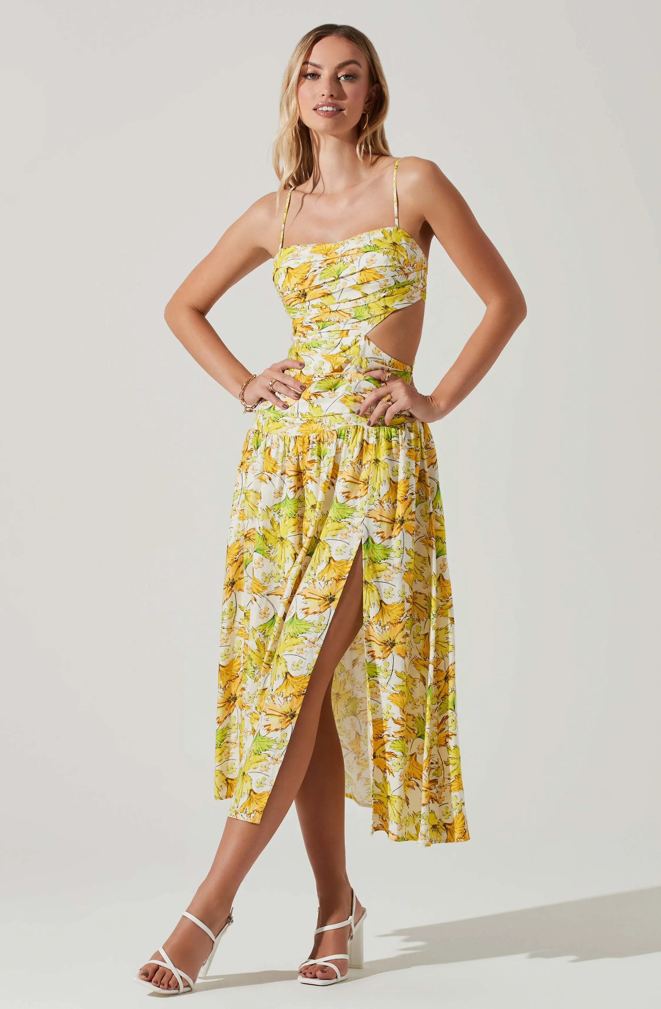 Kalina Floral Pleated Bust Midi Dress sold by Astr