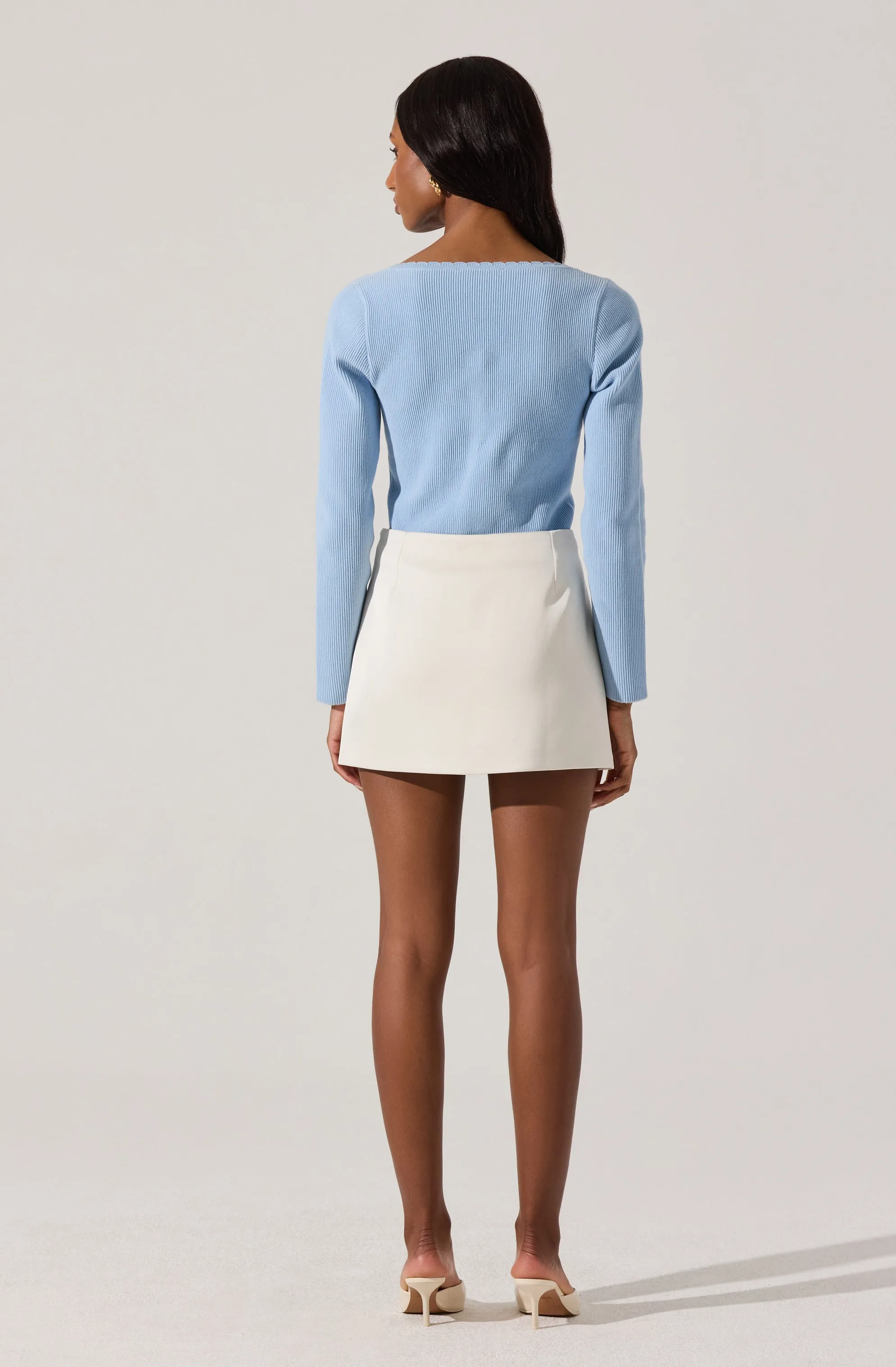 Scallop Trim Ribbed Knit Top sold by Astr product image thumbnail 4