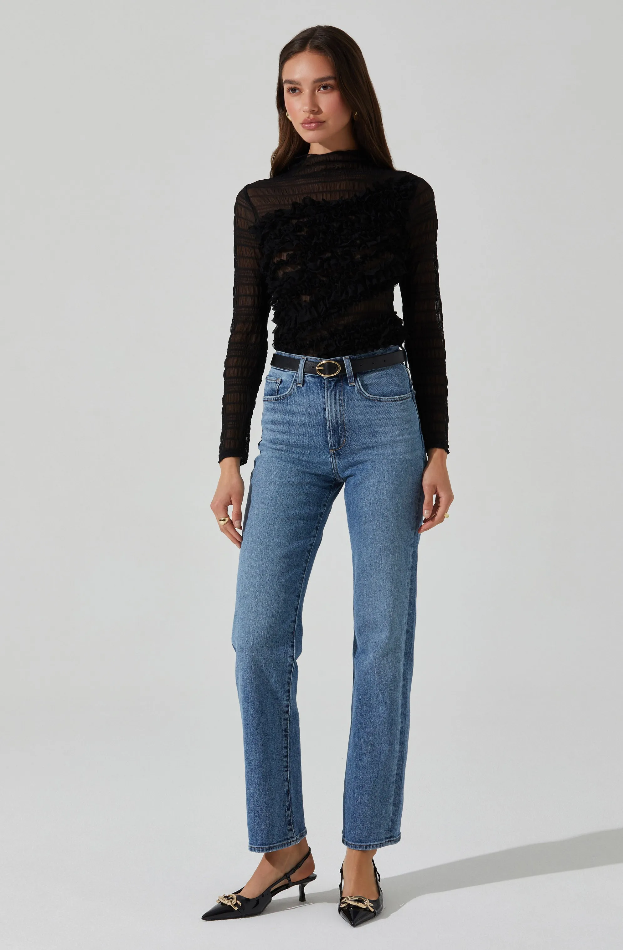 Owena Sheer 3D Ruffle Top sold by Astr product image thumbnail 4