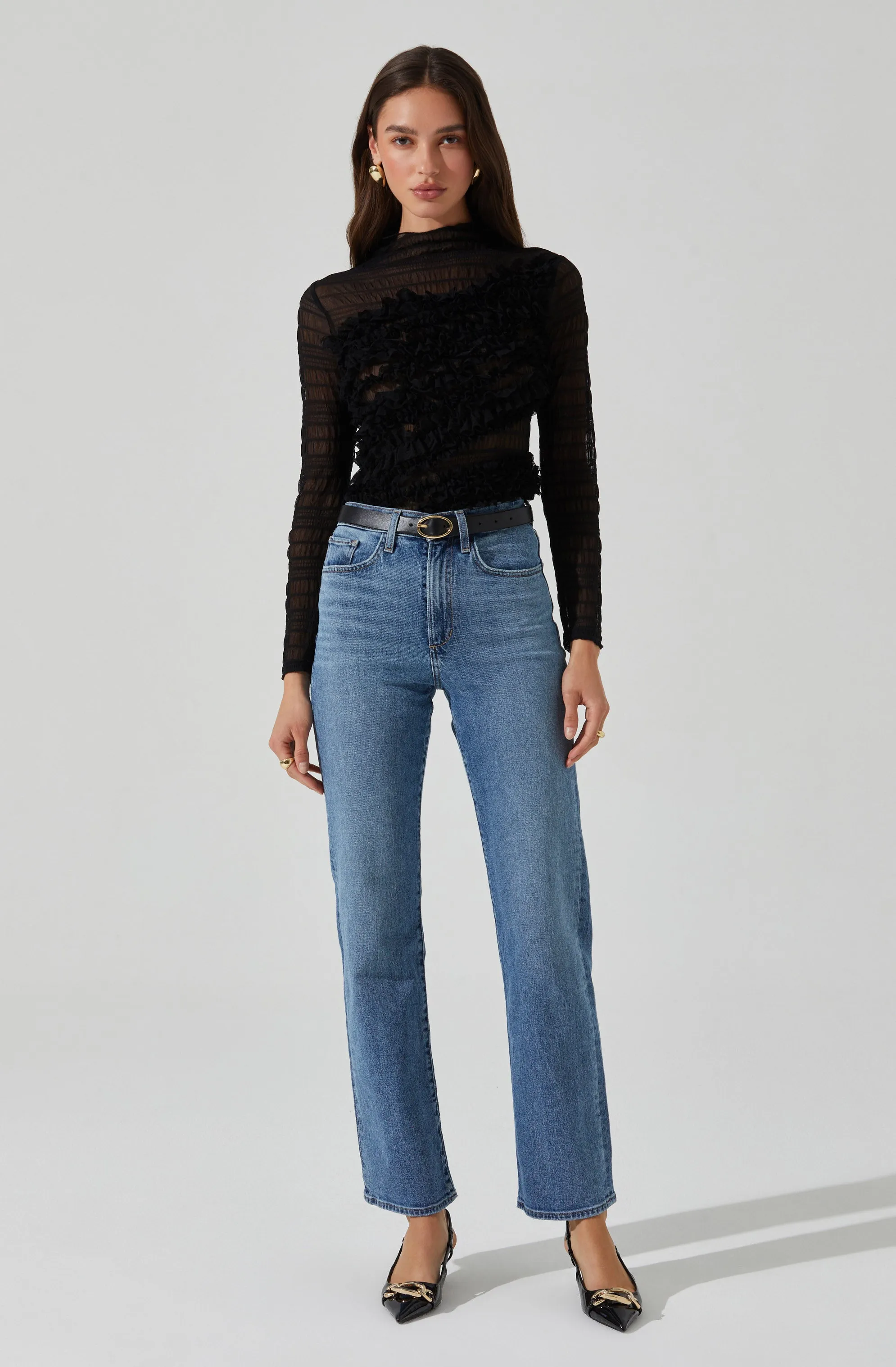 Owena Sheer 3D Ruffle Top sold by Astr product image thumbnail 2