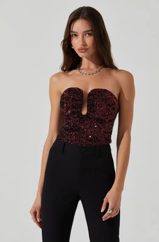 Arista Sweetheart Sequin Top sold by Astr