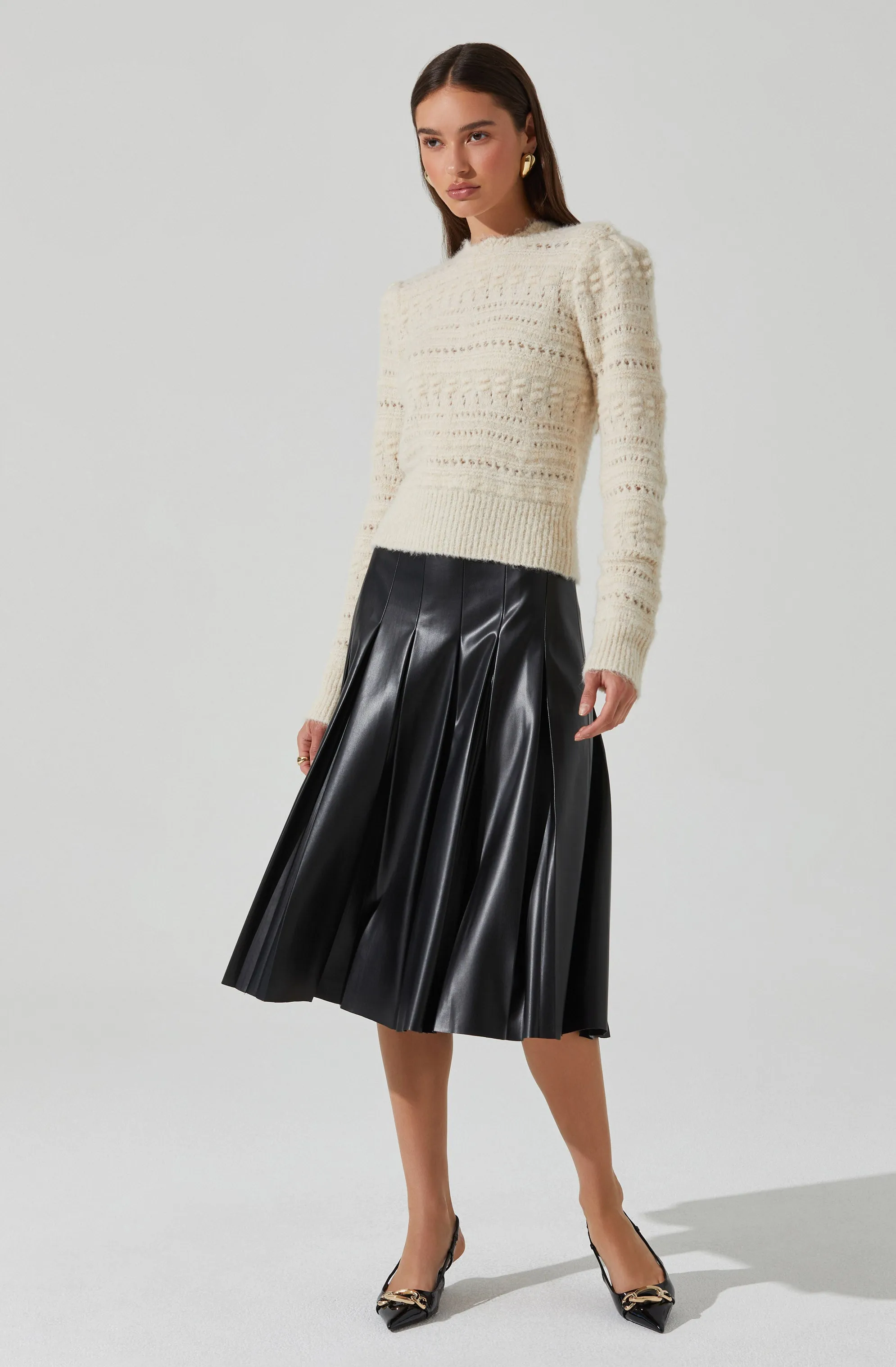 Vena Pleated Faux Leather Skirt sold by Astr product image thumbnail 3