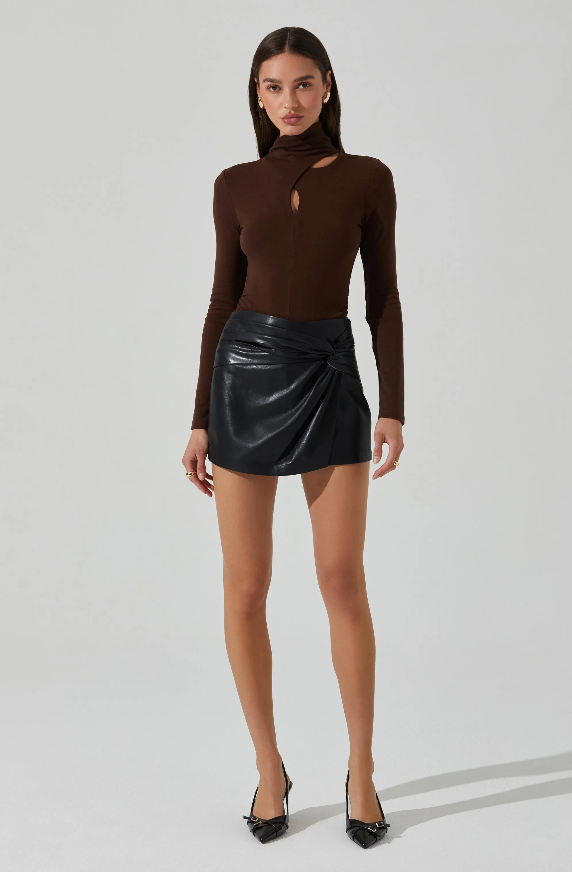 Neriah Faux Leather Skort sold by Astr