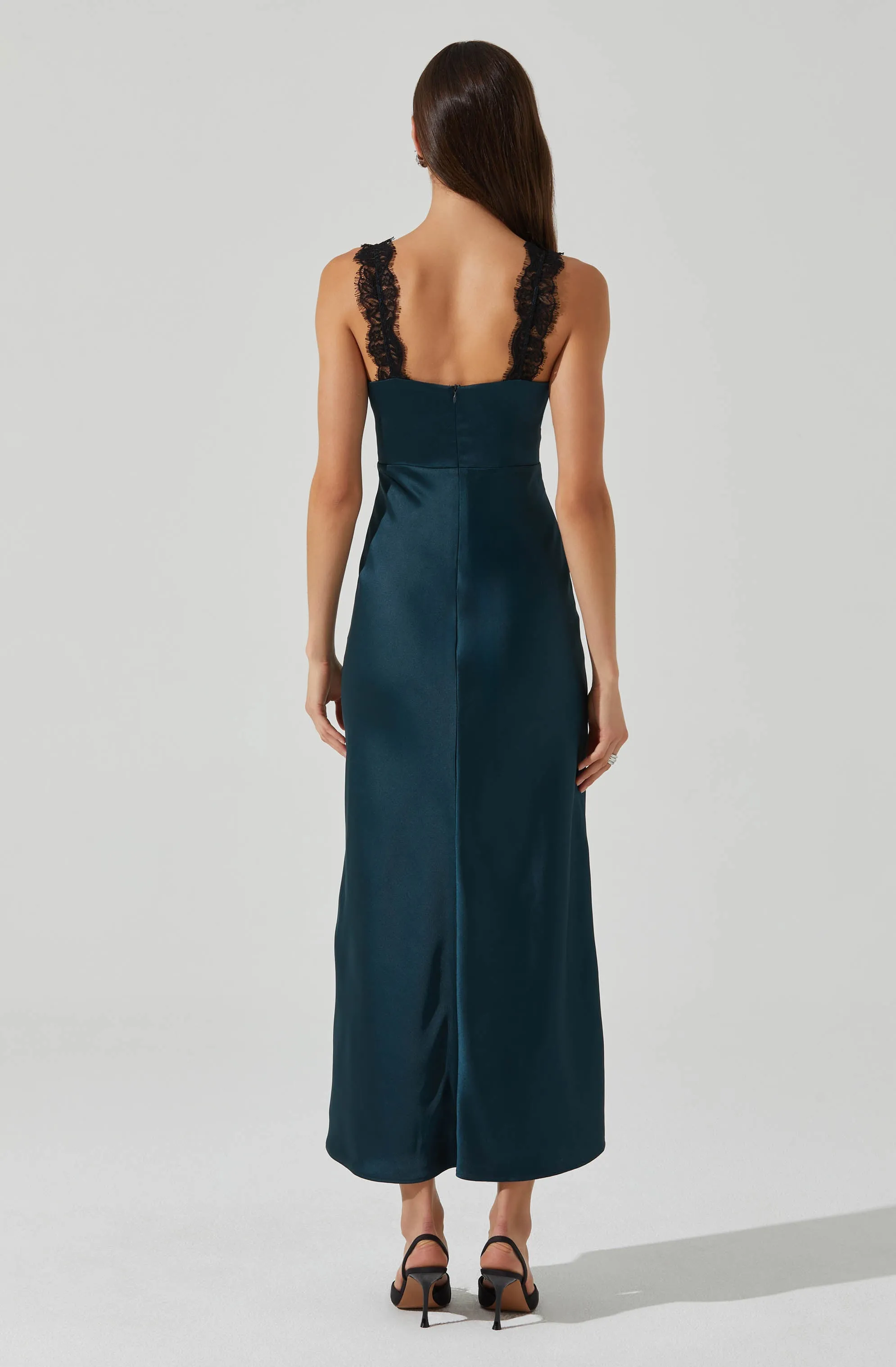 Eirene Satin Lace Trim Dress sold by Astr product image thumbnail 5