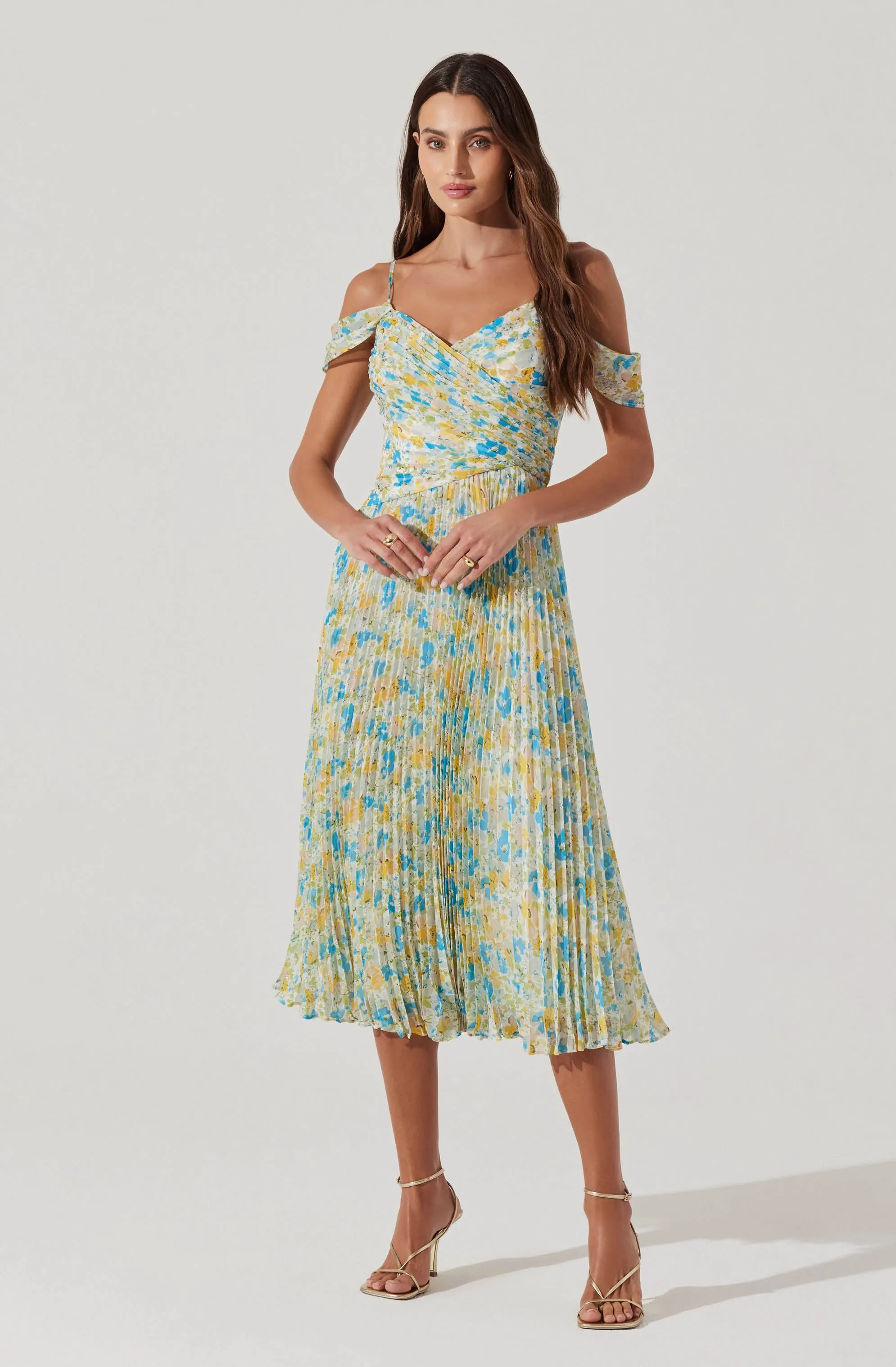 Pleated Cold Shoulder Midi Dress sold by Astr product image thumbnail 3