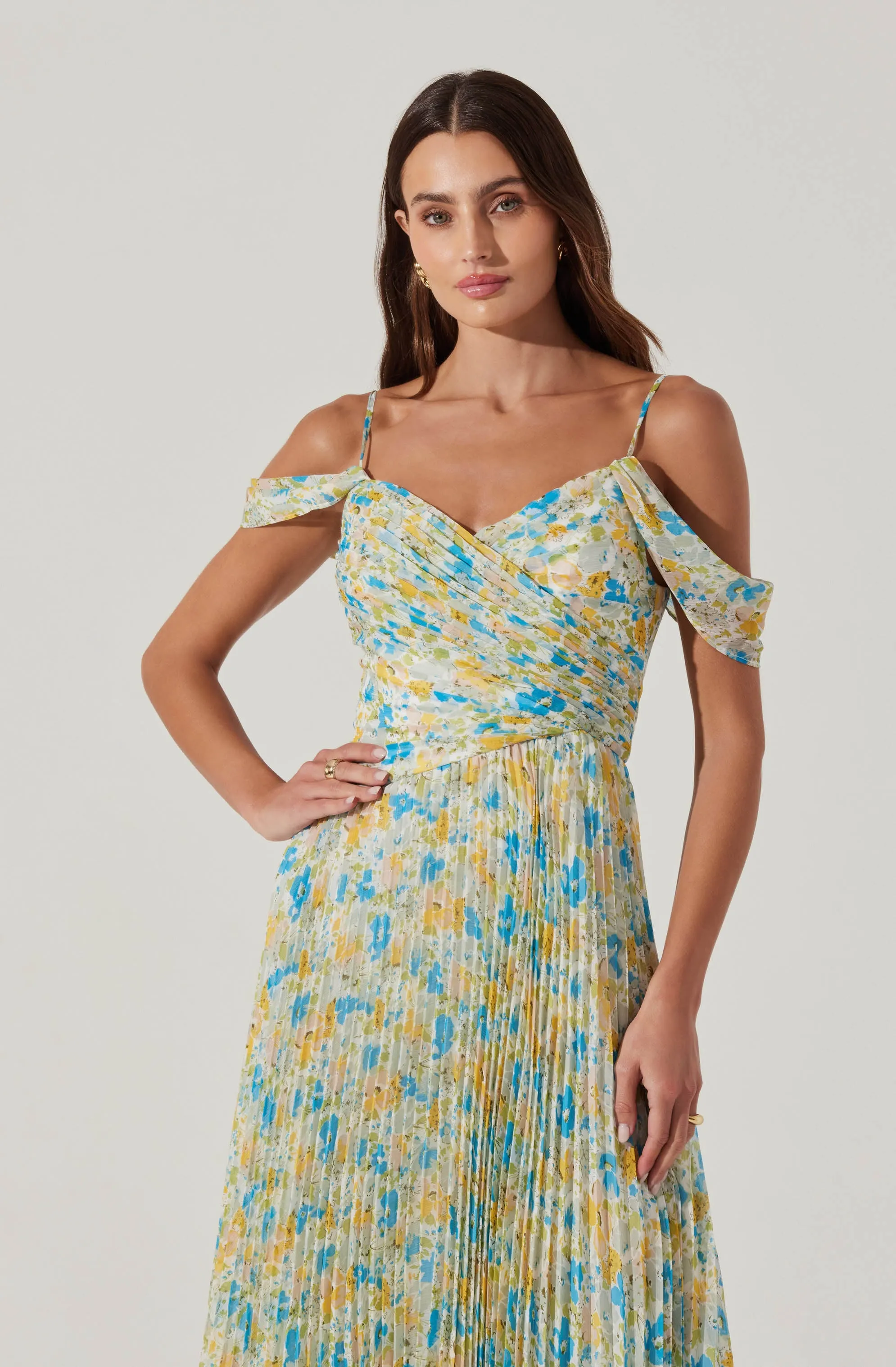 Pleated Cold Shoulder Midi Dress sold by Astr product image thumbnail 2