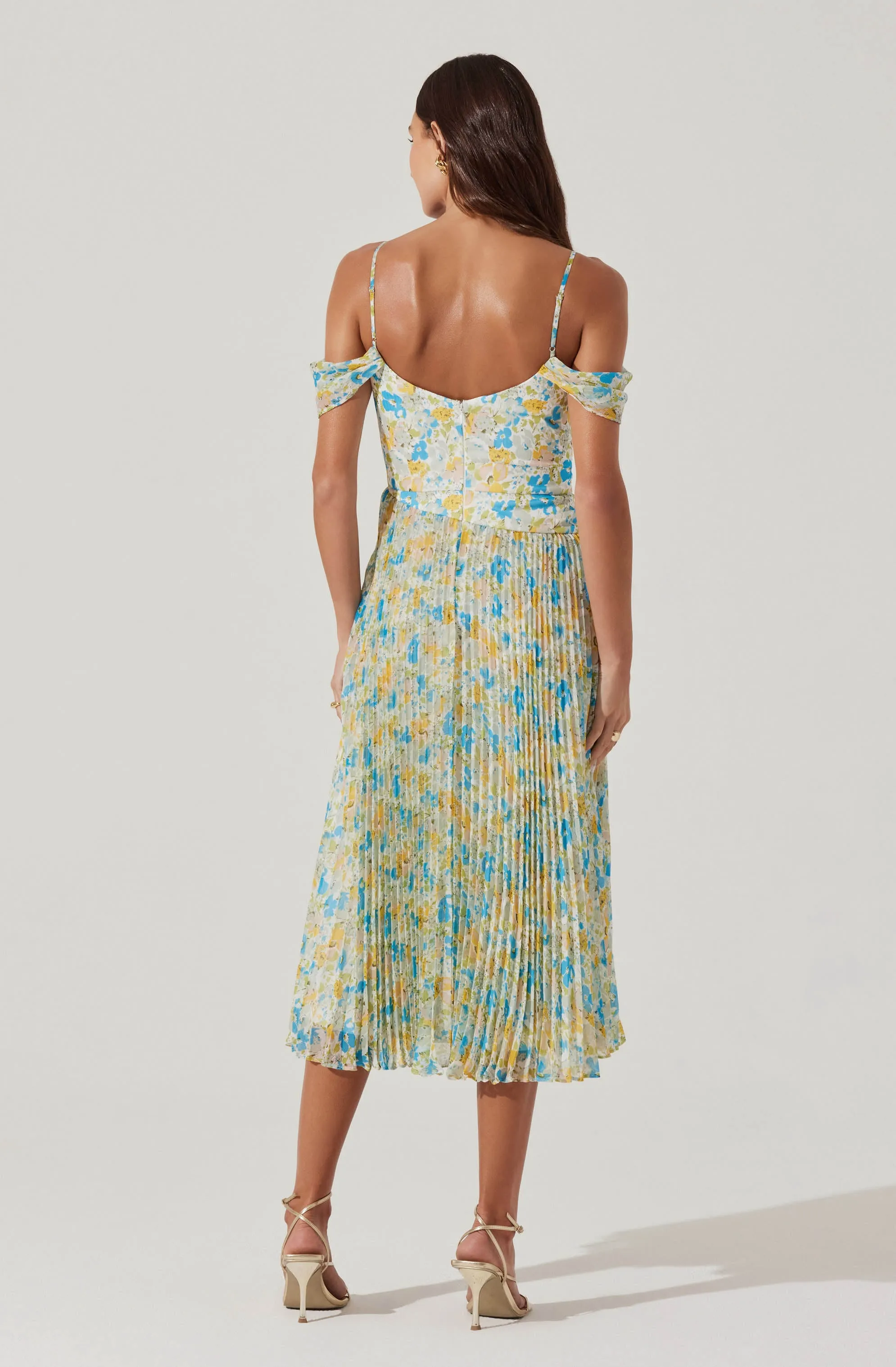Pleated Cold Shoulder Midi Dress sold by Astr product image thumbnail 4