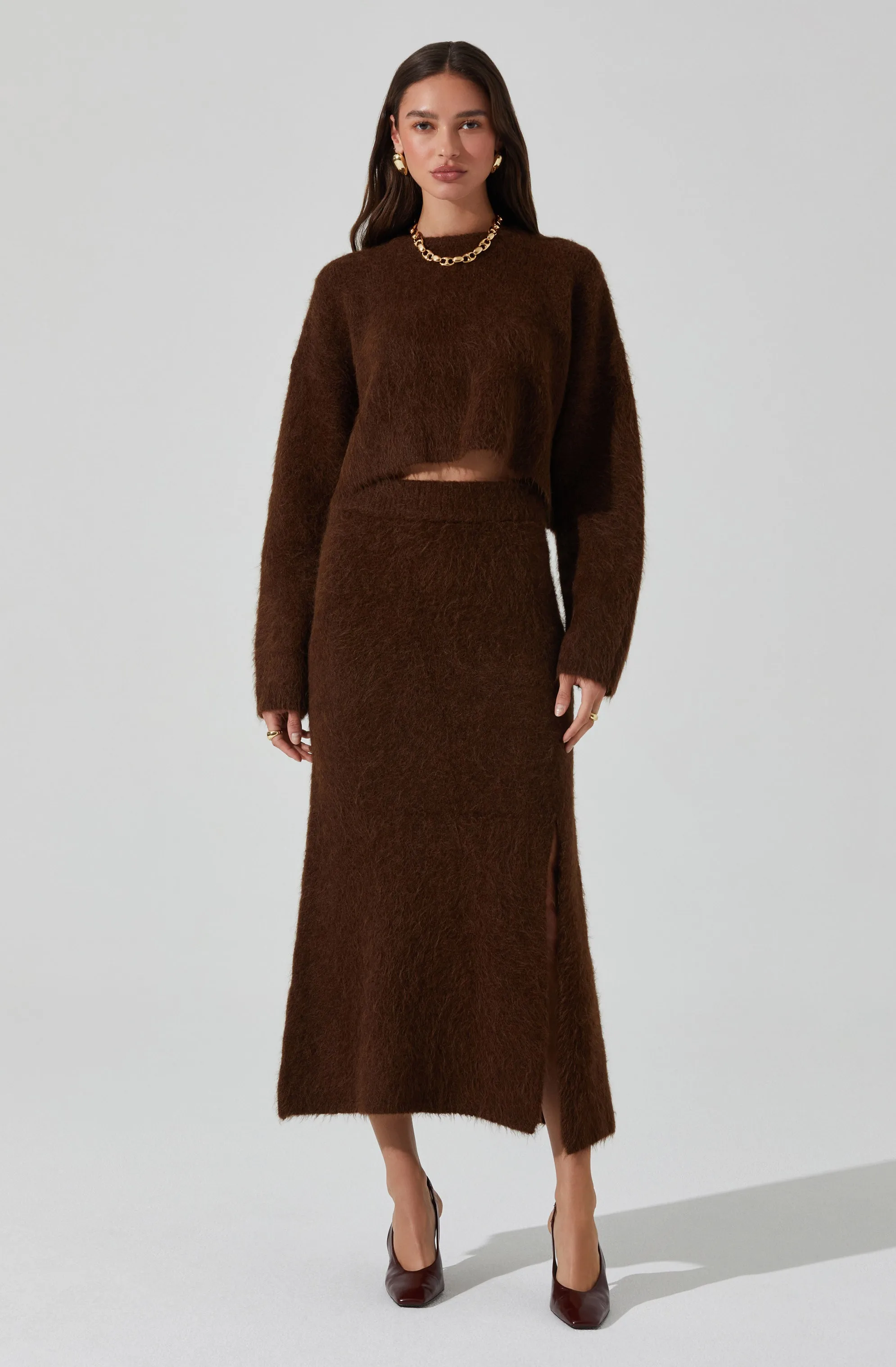 Sinisa Brushed Wool Midi Skirt sold by Astr