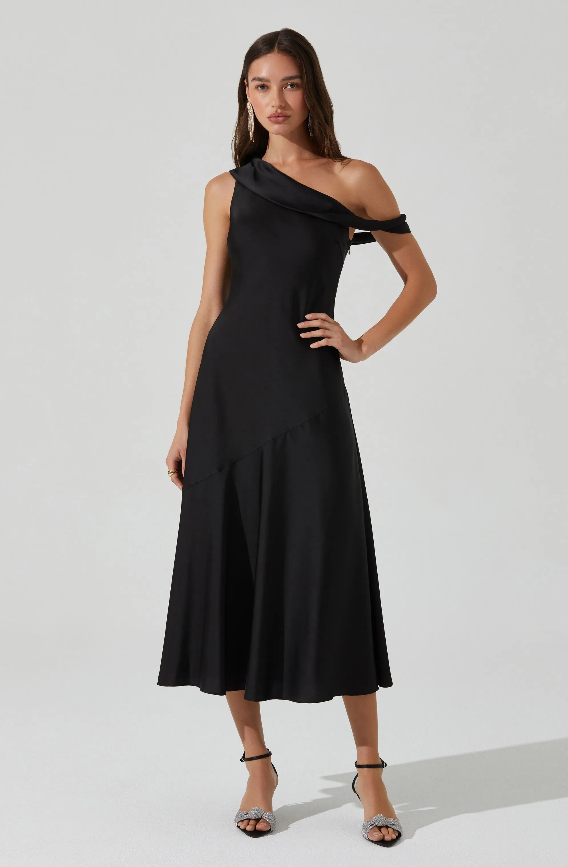 Orissa Satin Off Shoulder Dress sold by Astr