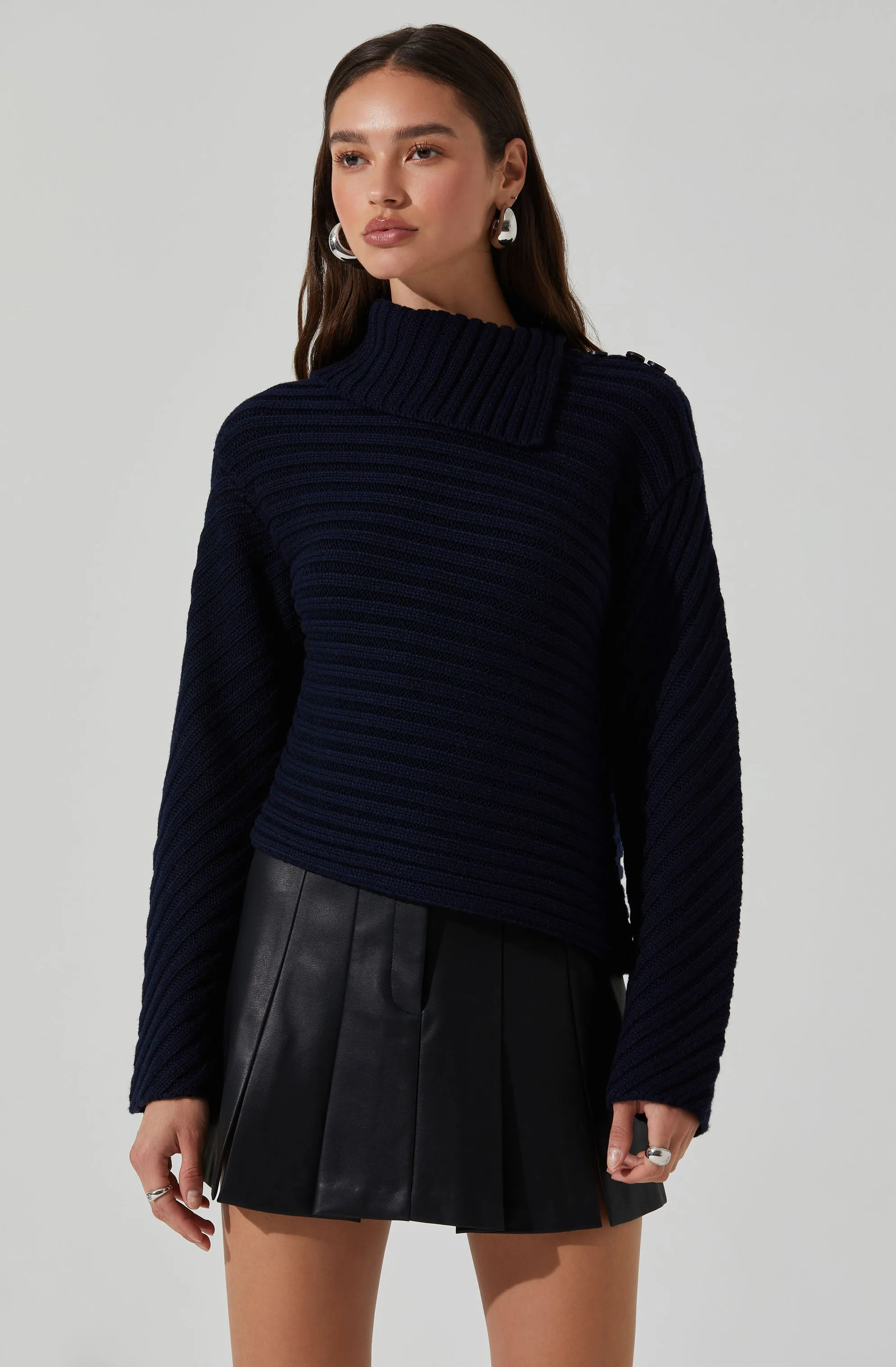 Melita Folded Collar Ribbed Sweater sold by Astr