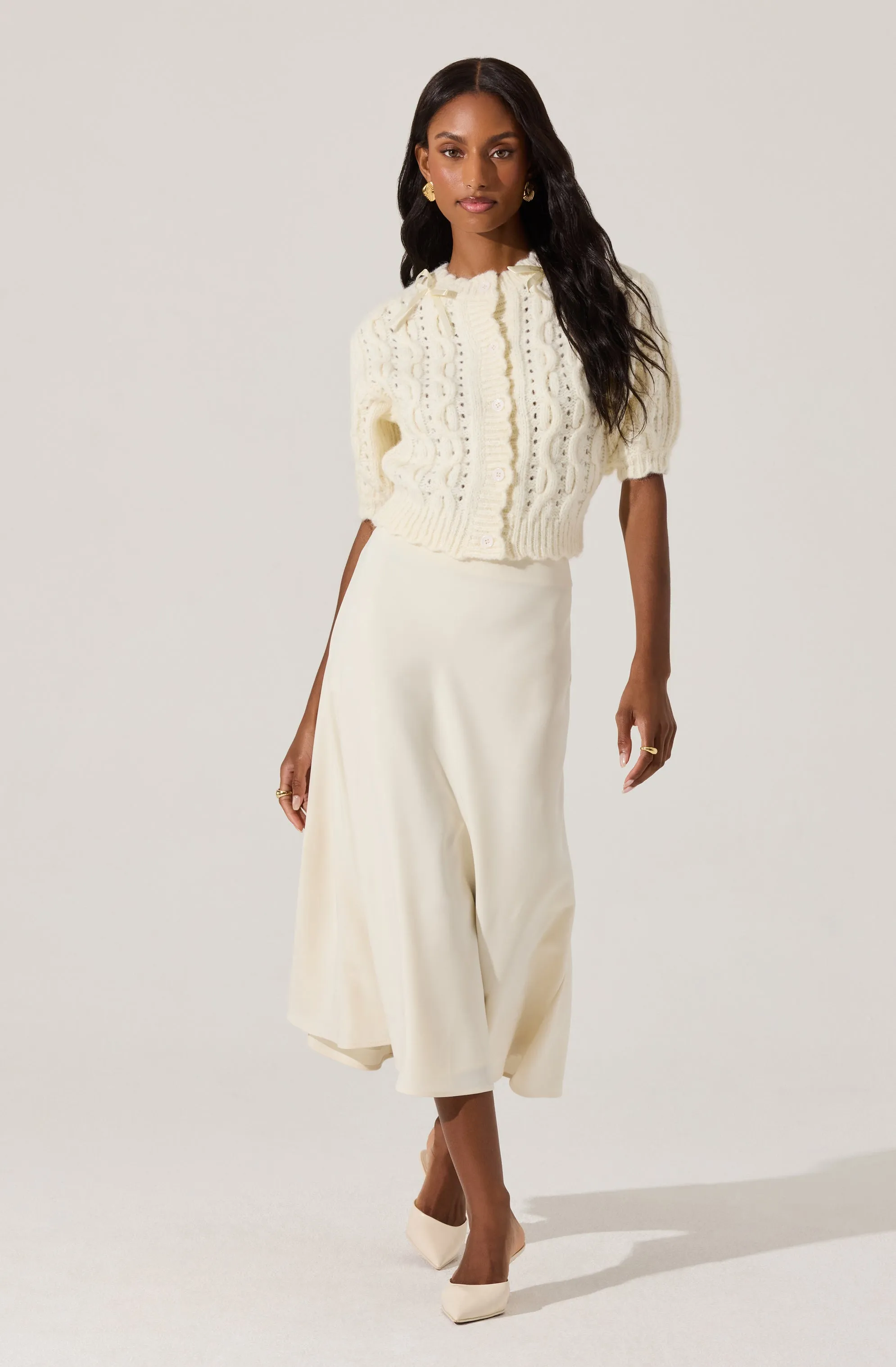 Bow Detail Cable Knit Cardigan sold by Astr product image thumbnail 2