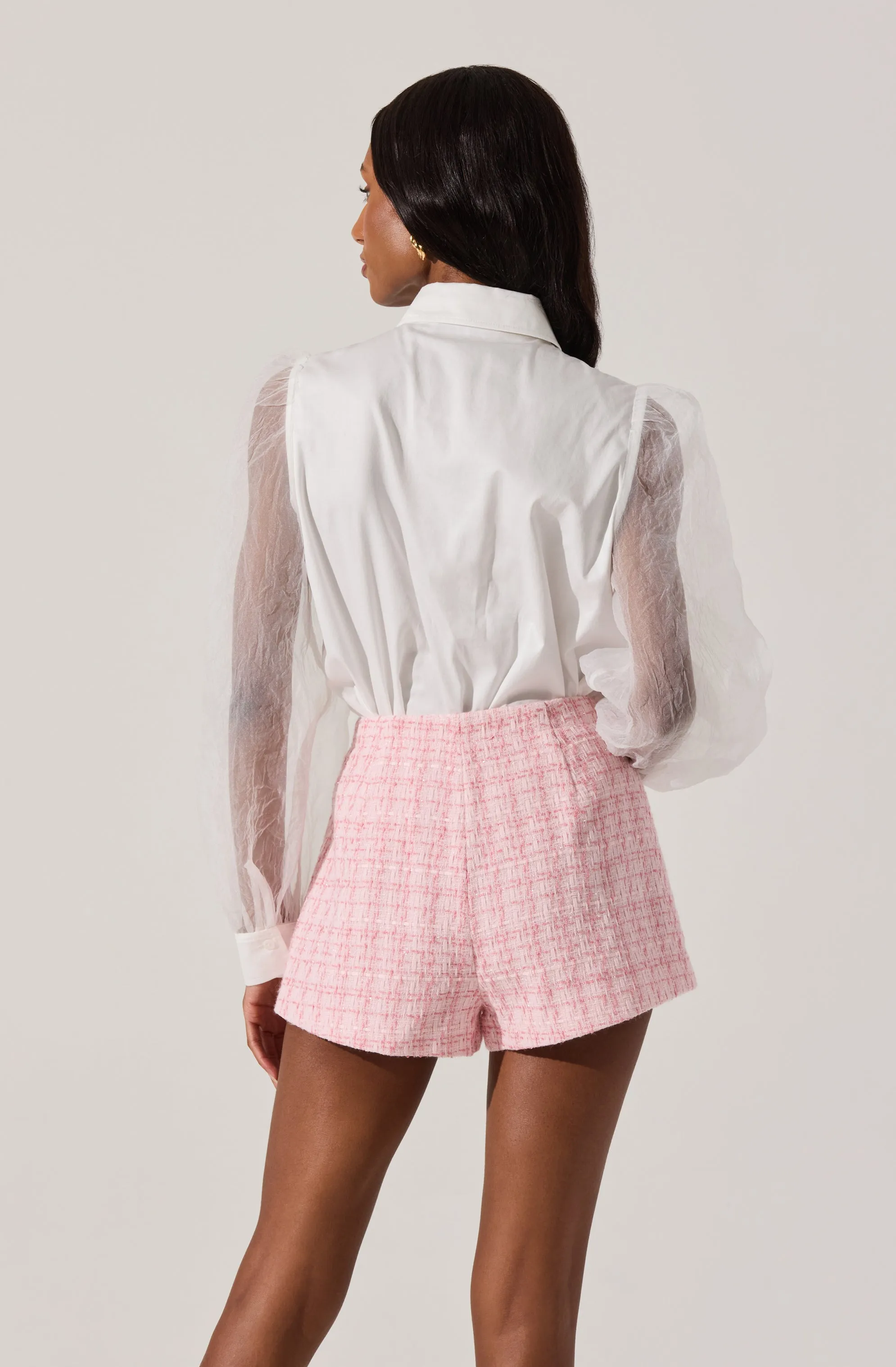 Sheer Sleeve Button Up Shirt sold by Astr product image thumbnail 4