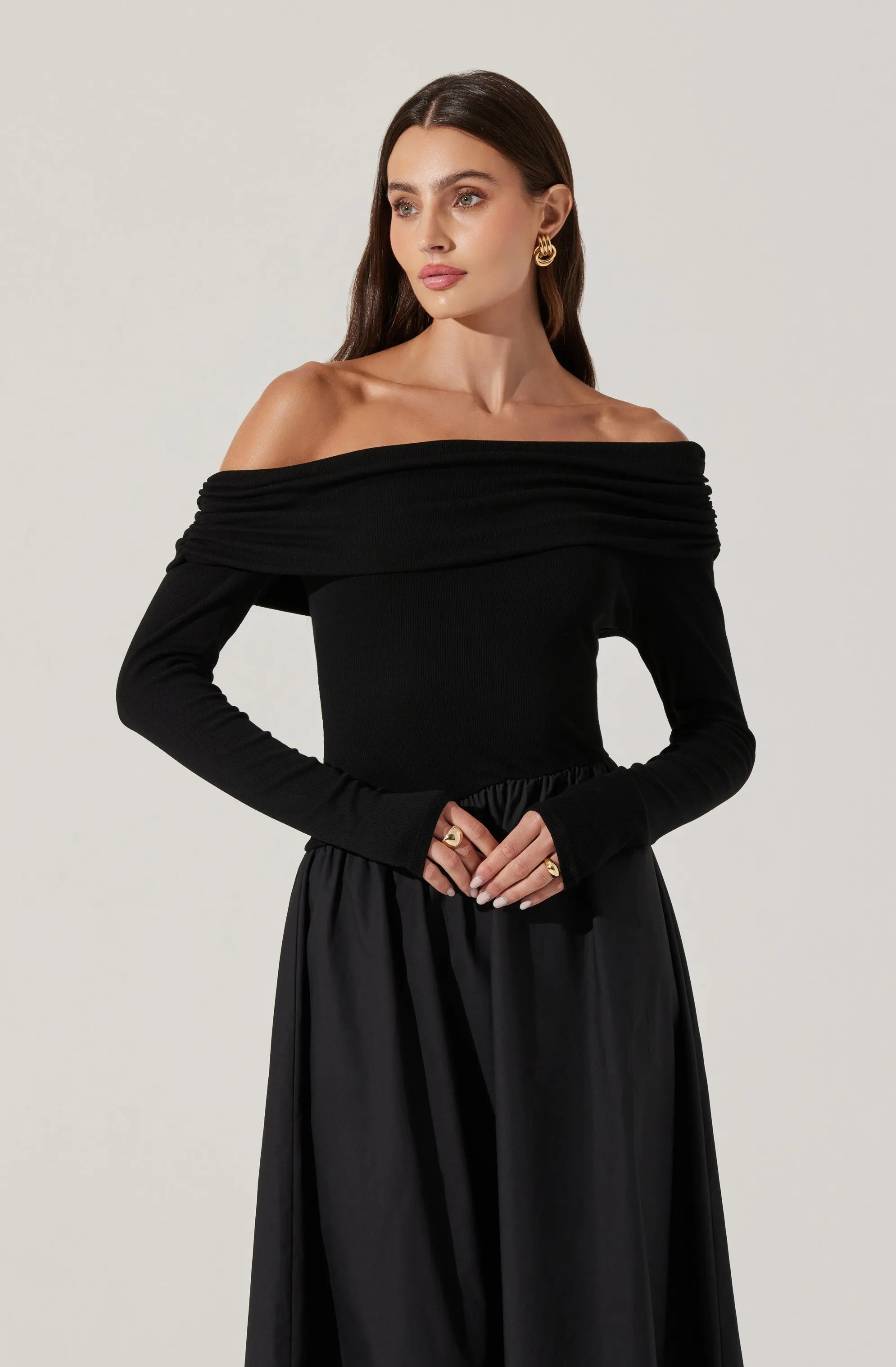 Mixed Media Off Shoulder Dress sold by Astr product image thumbnail 5