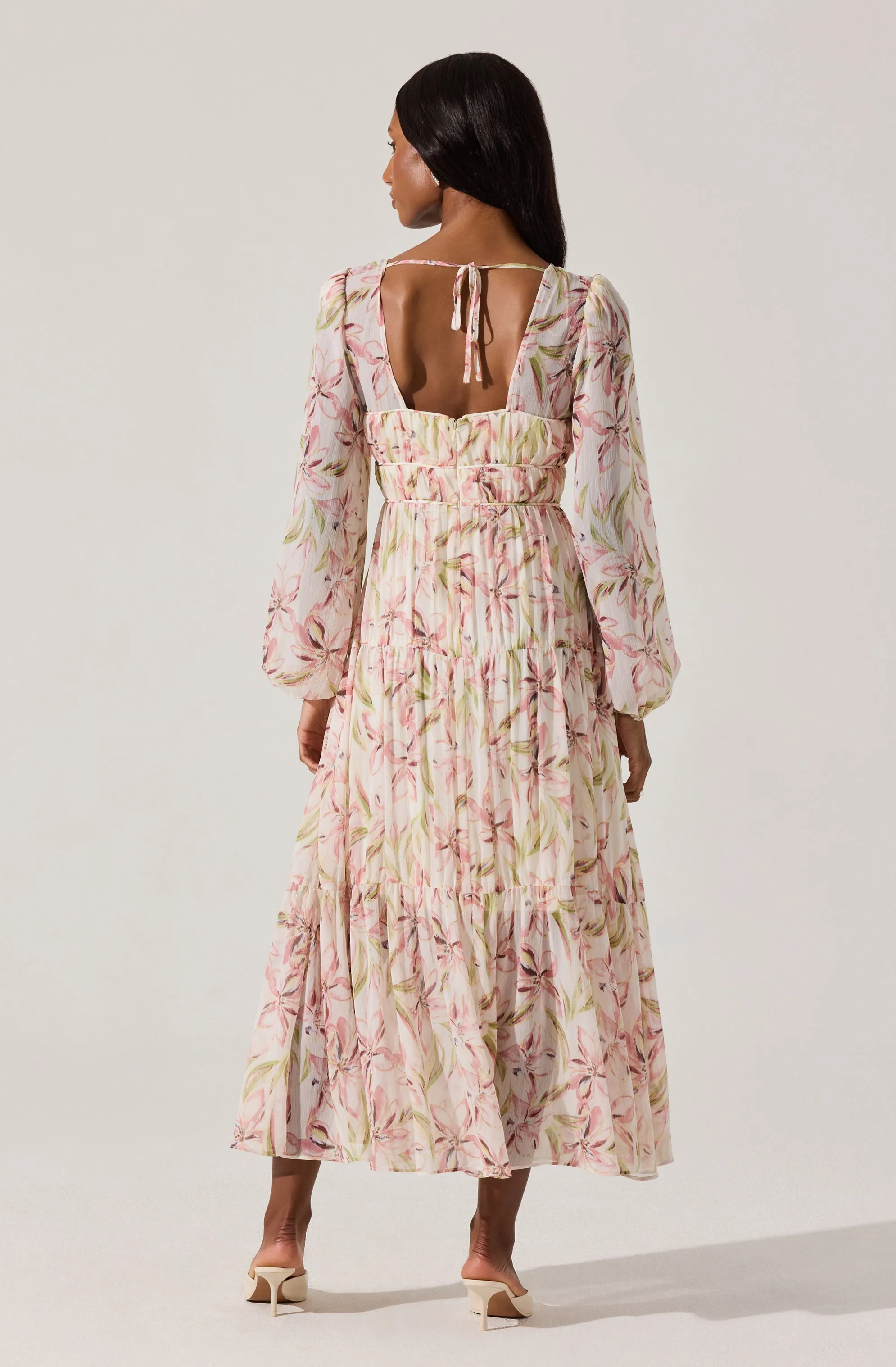 Pleated Chiffon Floral Midi Dress sold by Astr product image thumbnail 4