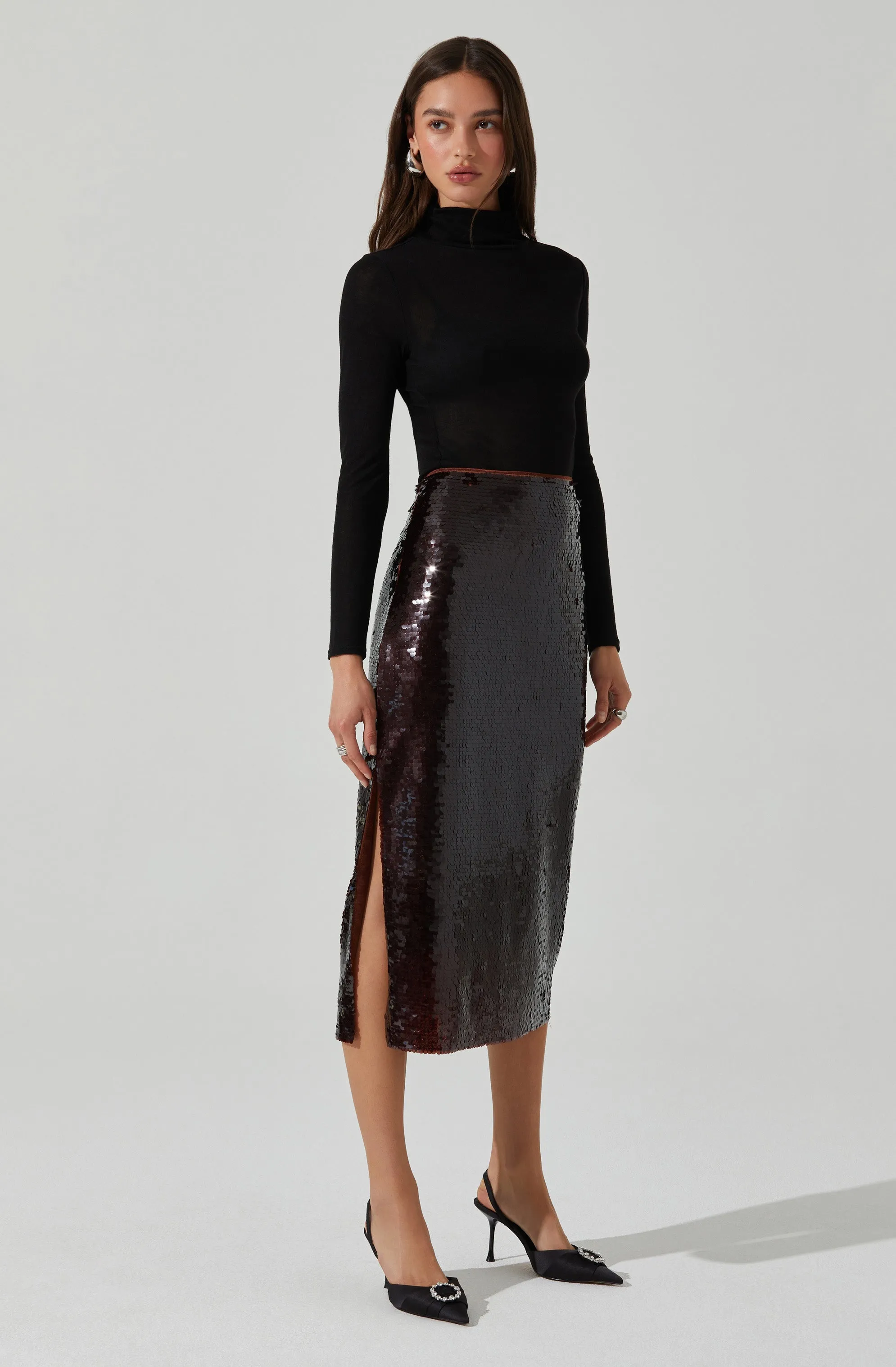 Dova Sequin Midi Skirt sold by Astr