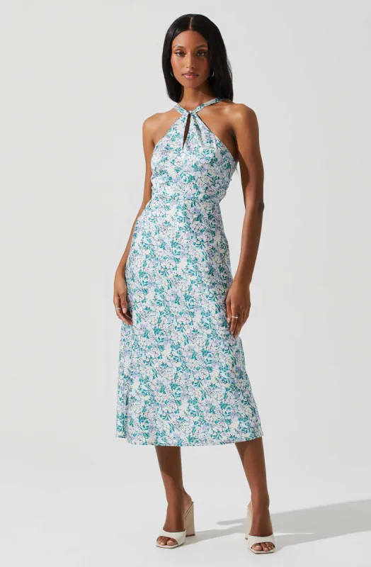 Sandrine Floral Halter Midi Dress sold by Astr