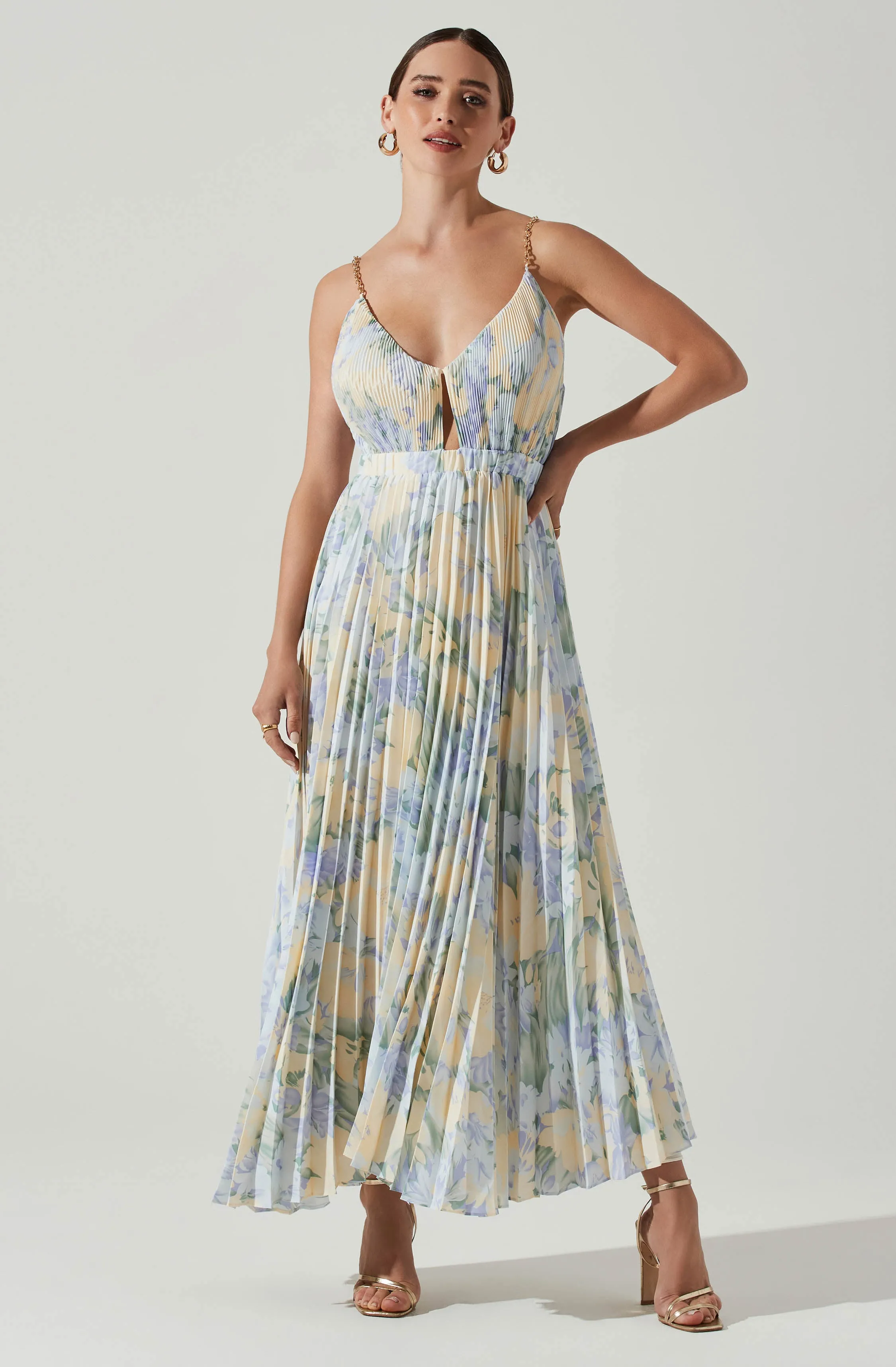 Loralee Pleated Floral Midi Dress sold by Astr