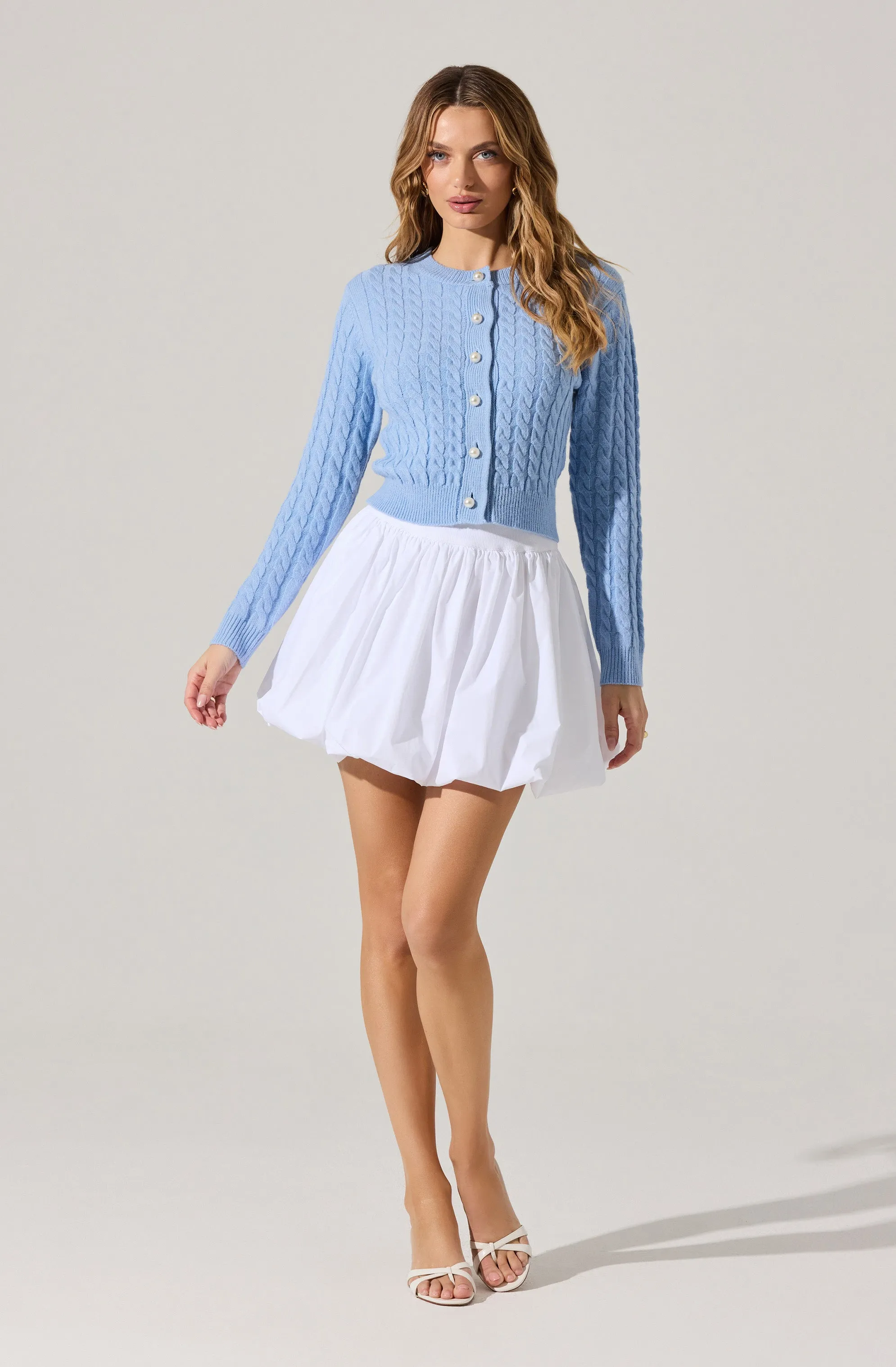 Pearl Button Cable Knit Cardigan sold by Astr product image thumbnail 4