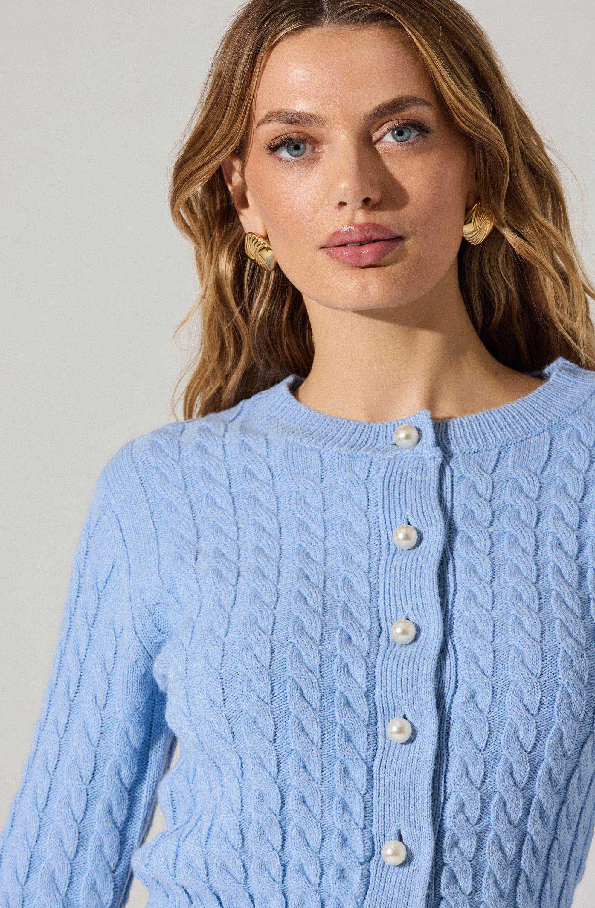 Pearl Button Cable Knit Cardigan sold by Astr product image thumbnail 3