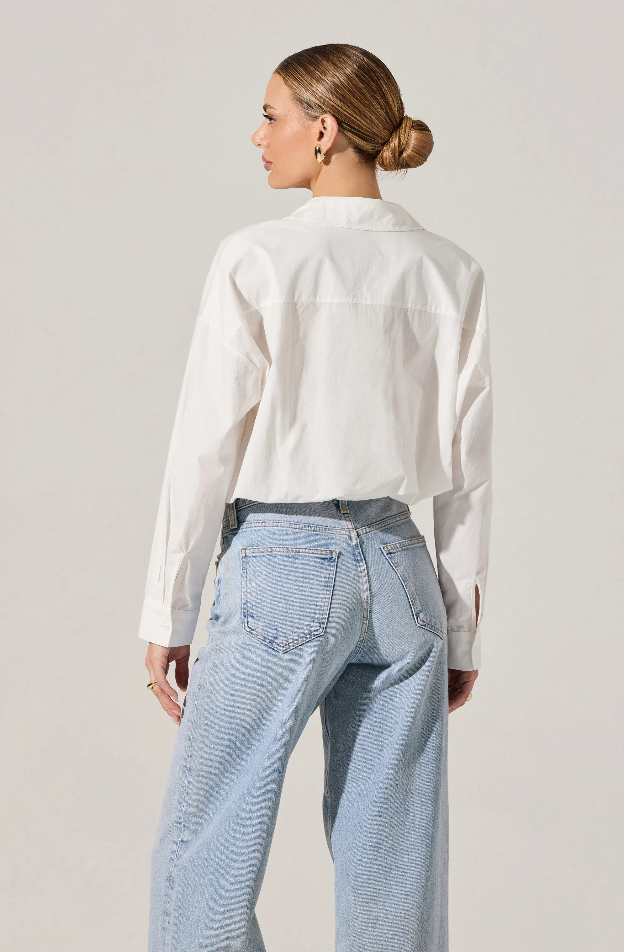 Bubble Hem Cropped Poplin Shirt sold by Astr product image thumbnail 4