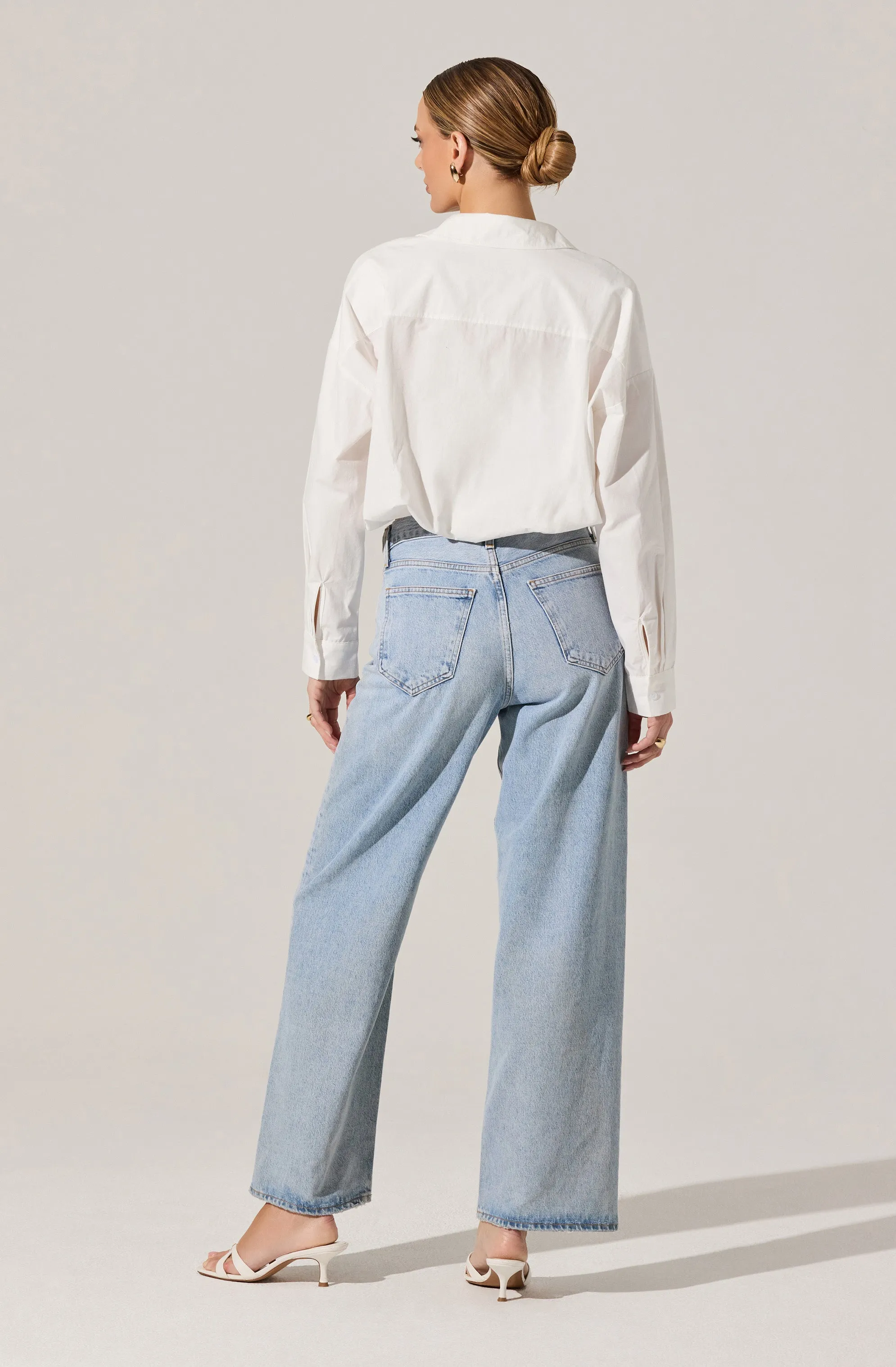 Bubble Hem Cropped Poplin Shirt sold by Astr product image thumbnail 5