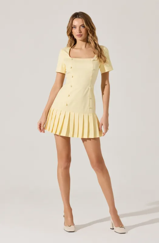 Pleated Button Mini Dress sold by Astr