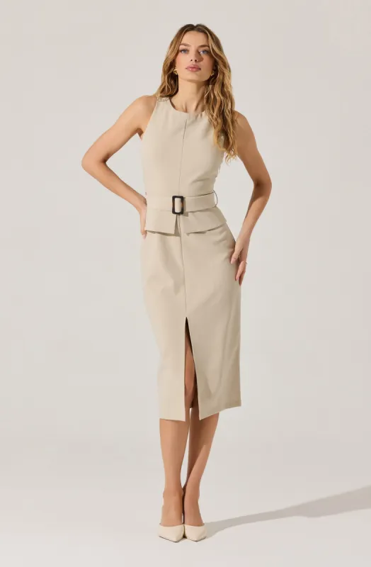 Tailored Belted Midi Dress sold by Astr