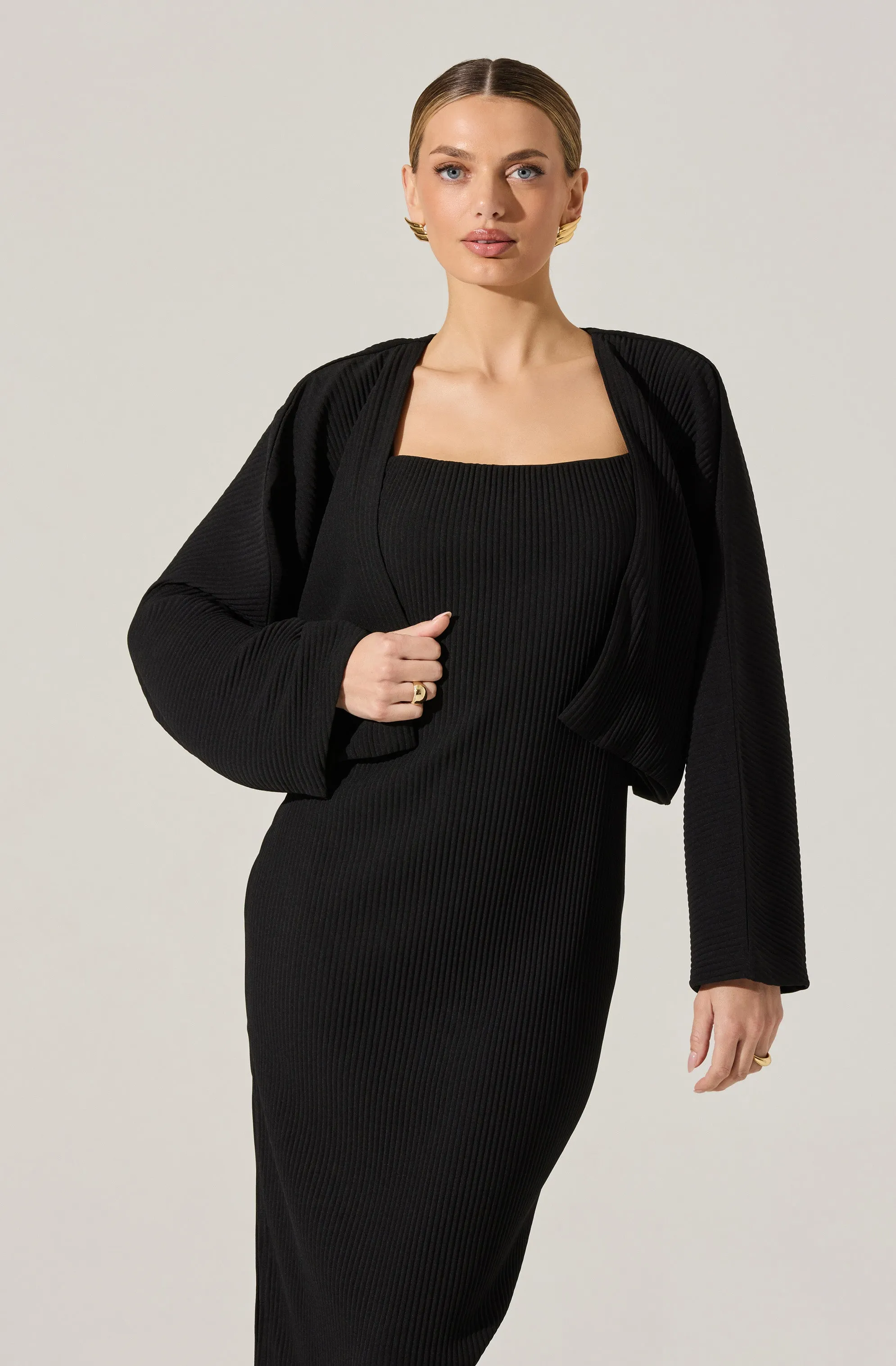 Ribbed Midi Dress & Shrug Set sold by Astr product image thumbnail 2