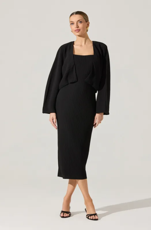 Ribbed Midi Dress & Shrug Set sold by Astr
