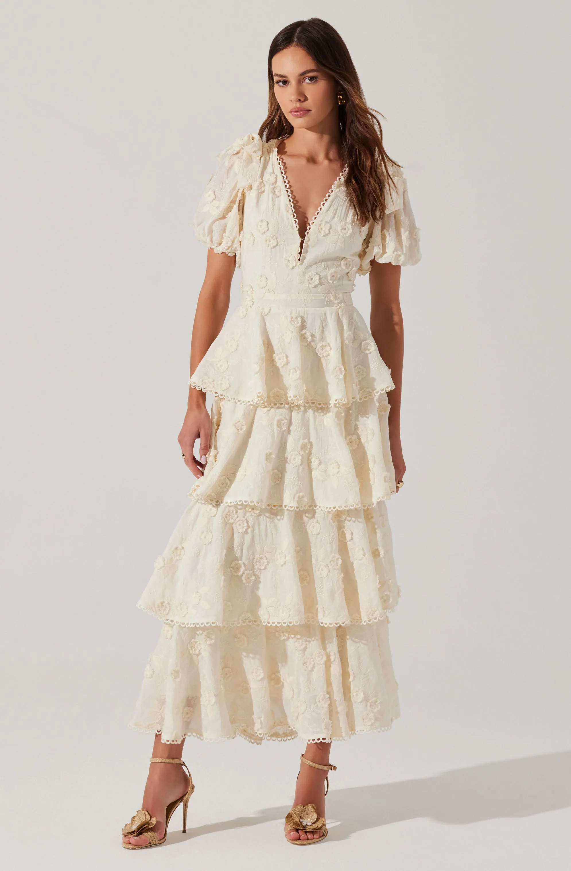 Arianell Embroidered Floral Tiered Dress sold by Astr