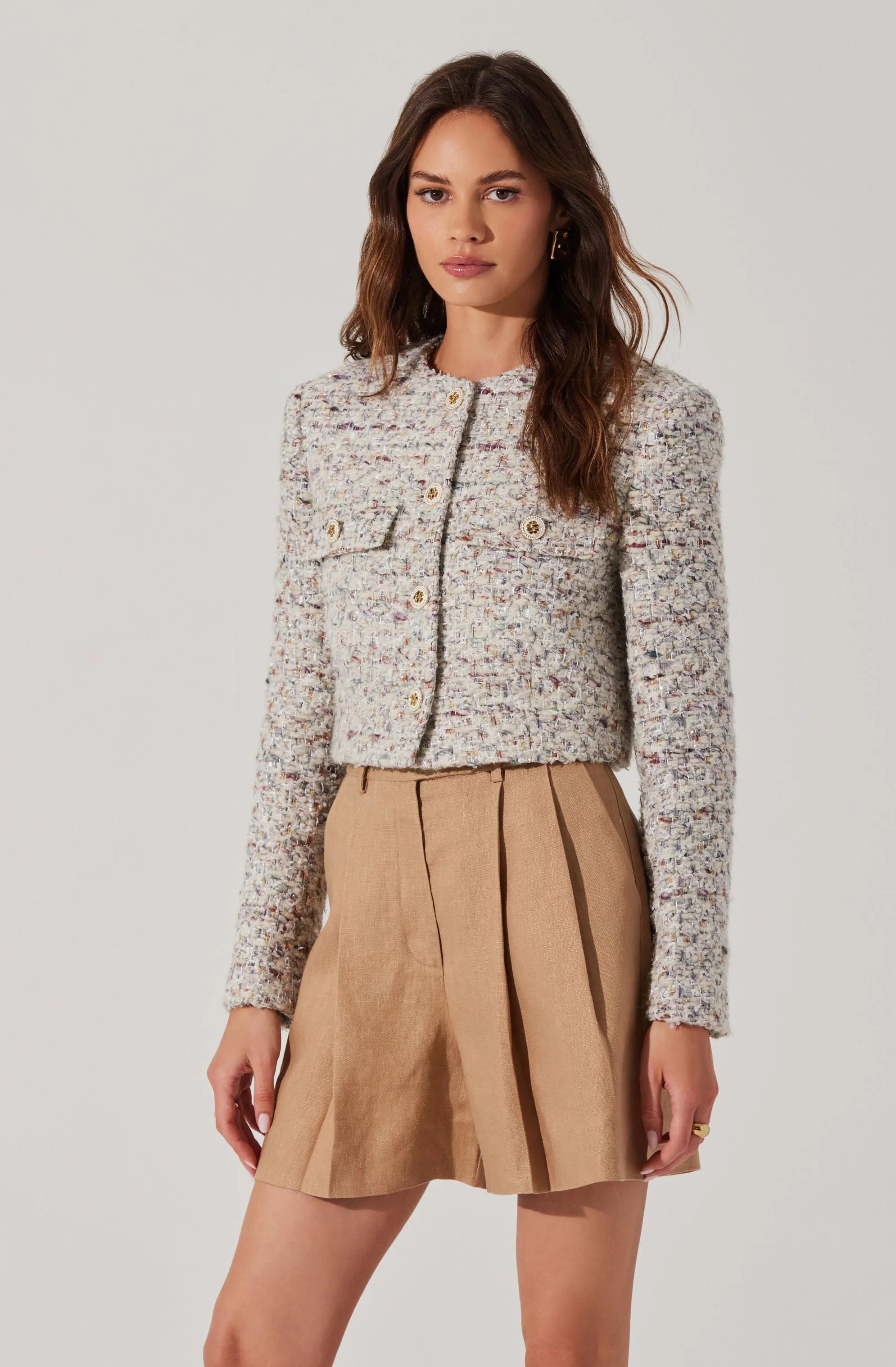 Covina Cropped Tweed Jacket sold by Astr