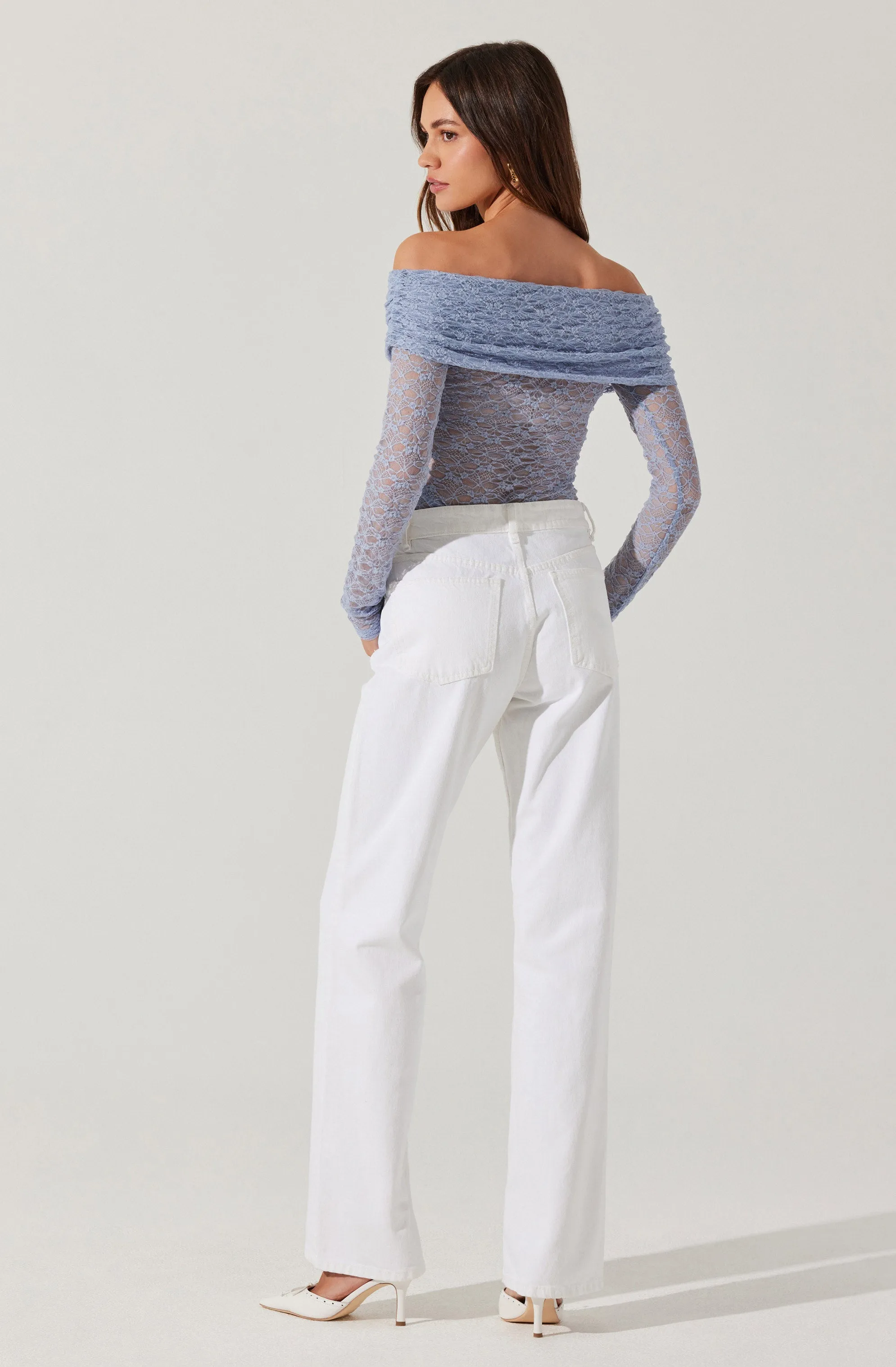 Diamante Lace Off Shoulder Top sold by Astr product image thumbnail 5