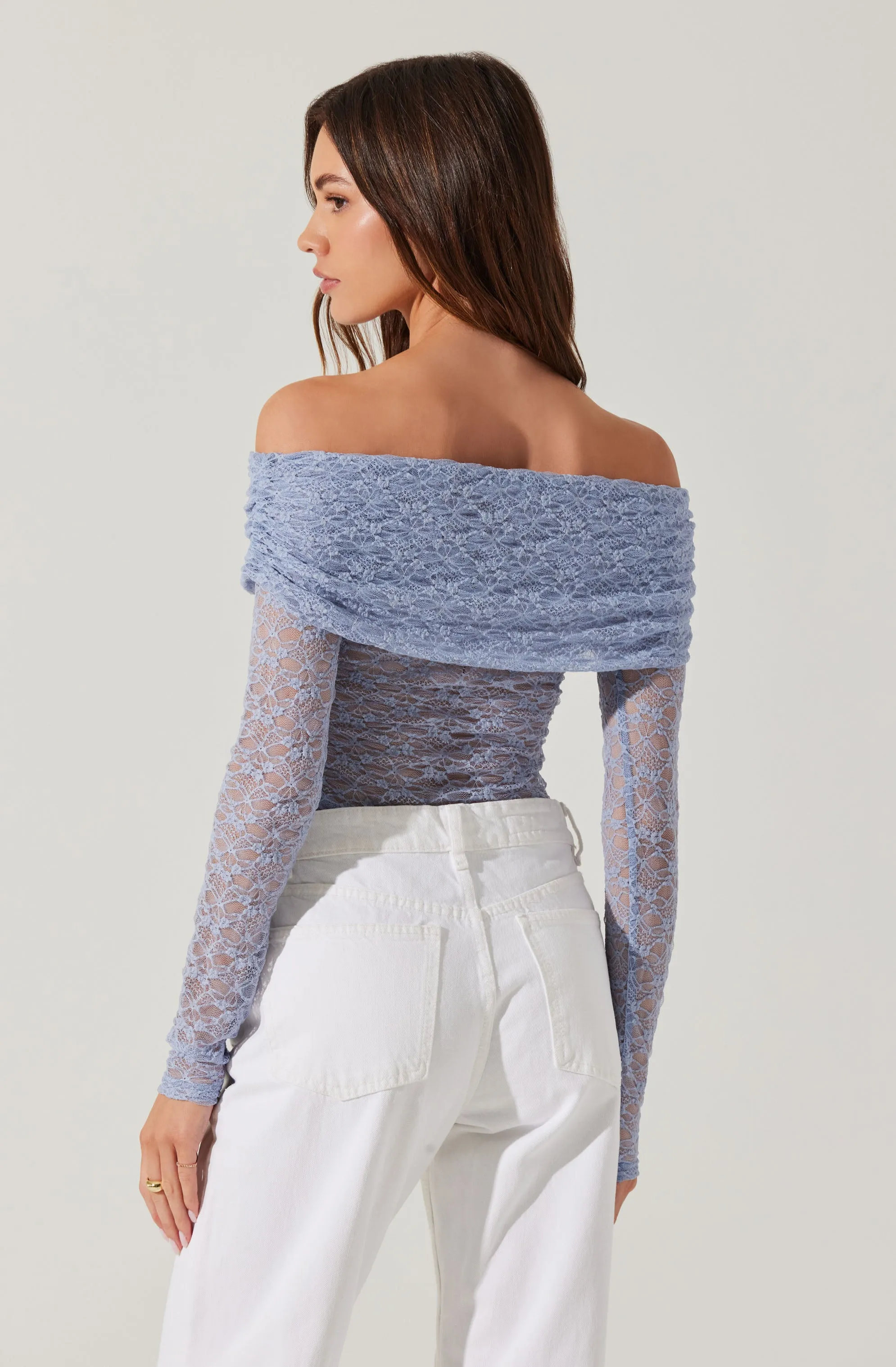 Diamante Lace Off Shoulder Top sold by Astr product image thumbnail 3