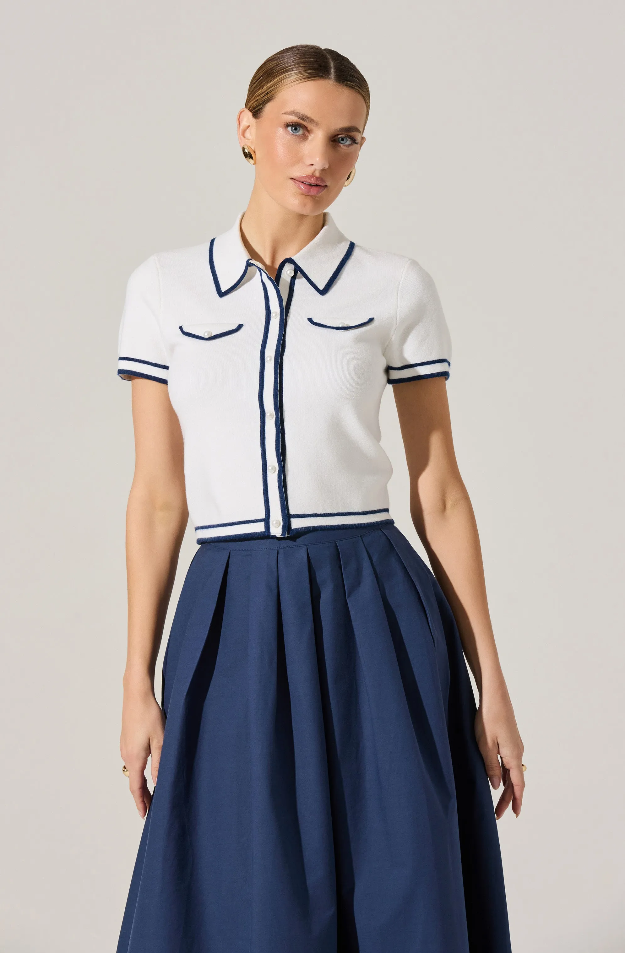 Contrast Trim Cropped Sweater sold by Astr