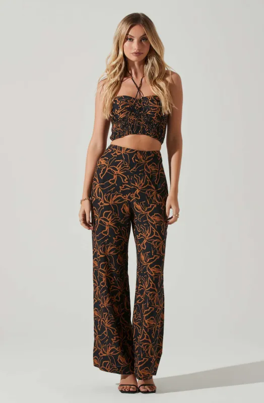 Sayla Wide Leg Abstract Print Pants made by Astr