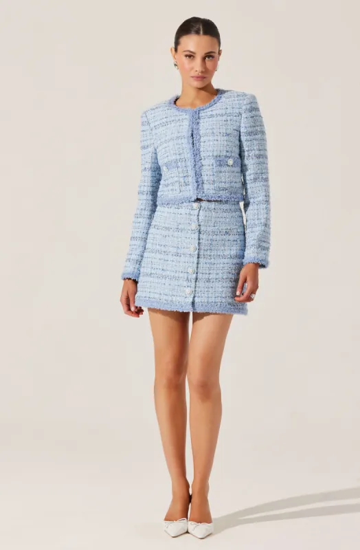 Mavey Tweed Contrast Trim Skirt sold by Astr