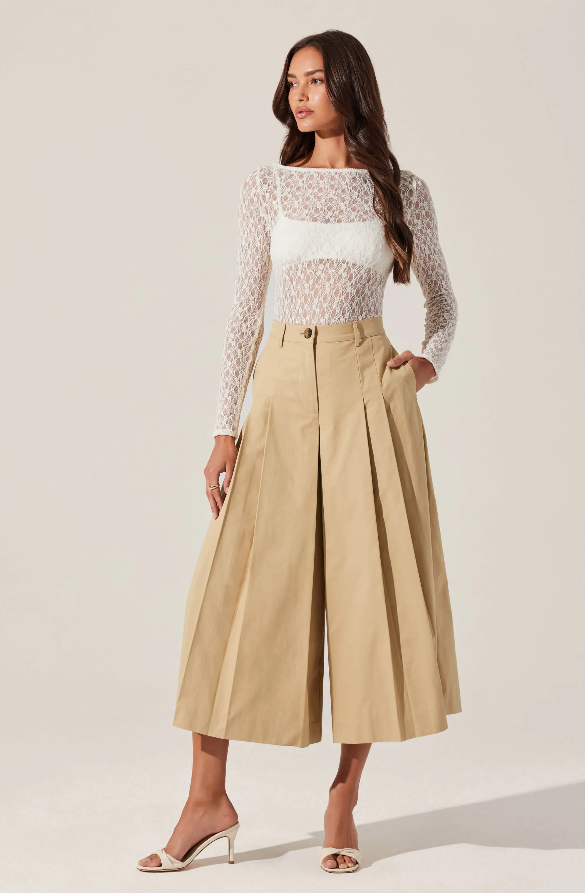 Rowen Pleated Culotte Pants sold by Astr