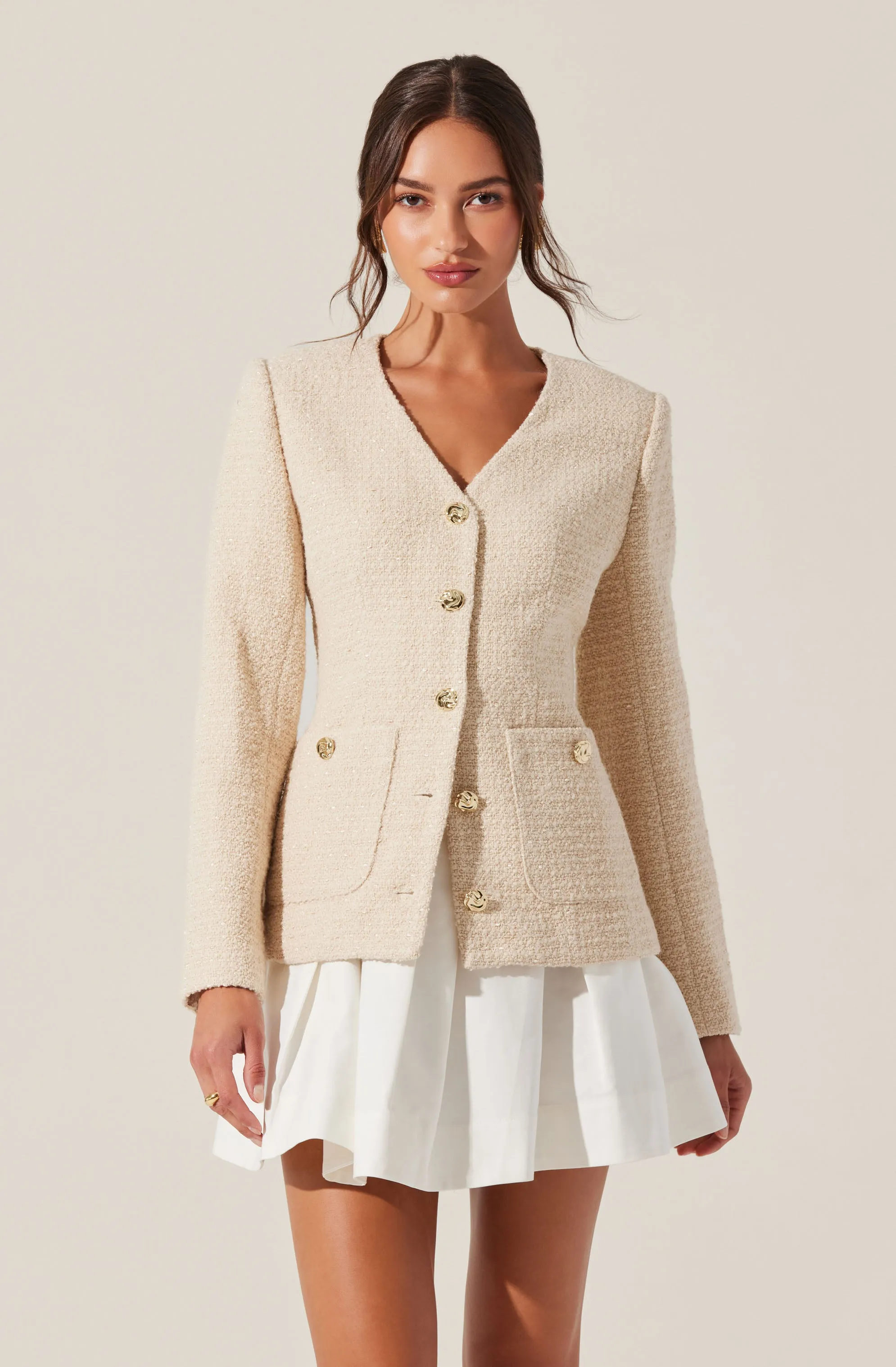 Lysanor Collarless Tweed Jacket sold by Astr product image thumbnail 3