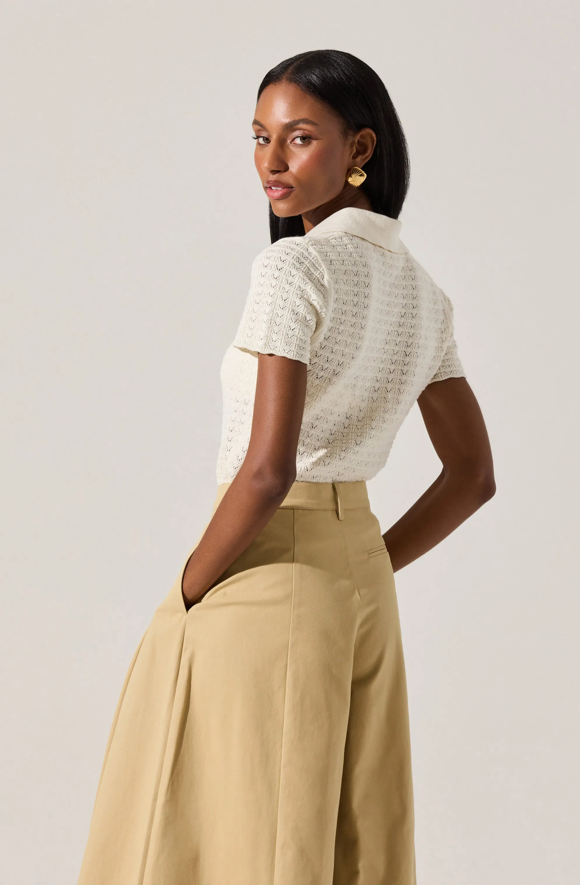 Pearl Polo Pointelle Sweater sold by Astr product image thumbnail 3