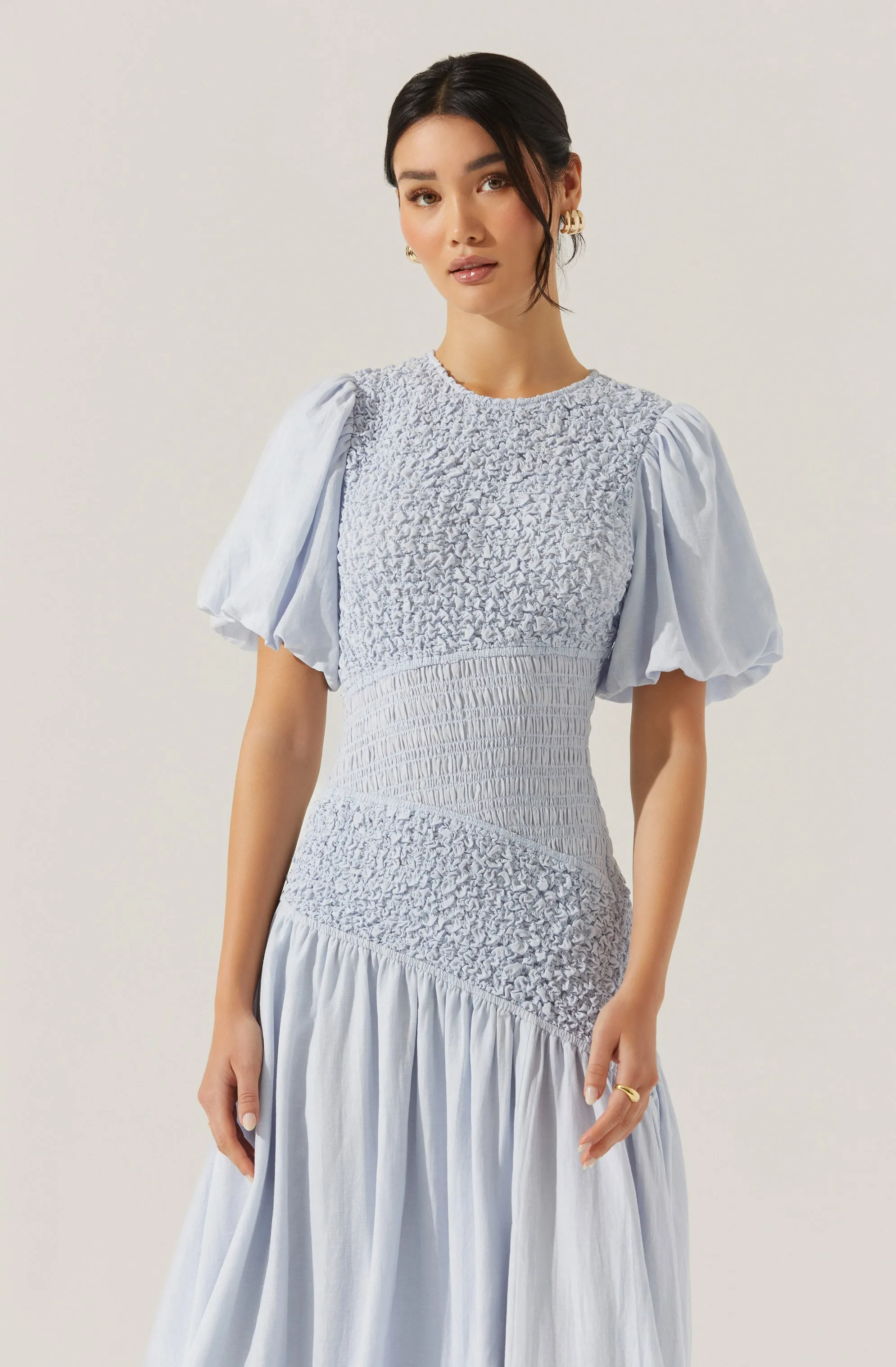 Theoni Smocked Asymmetric Dress sold by Astr product image thumbnail 2