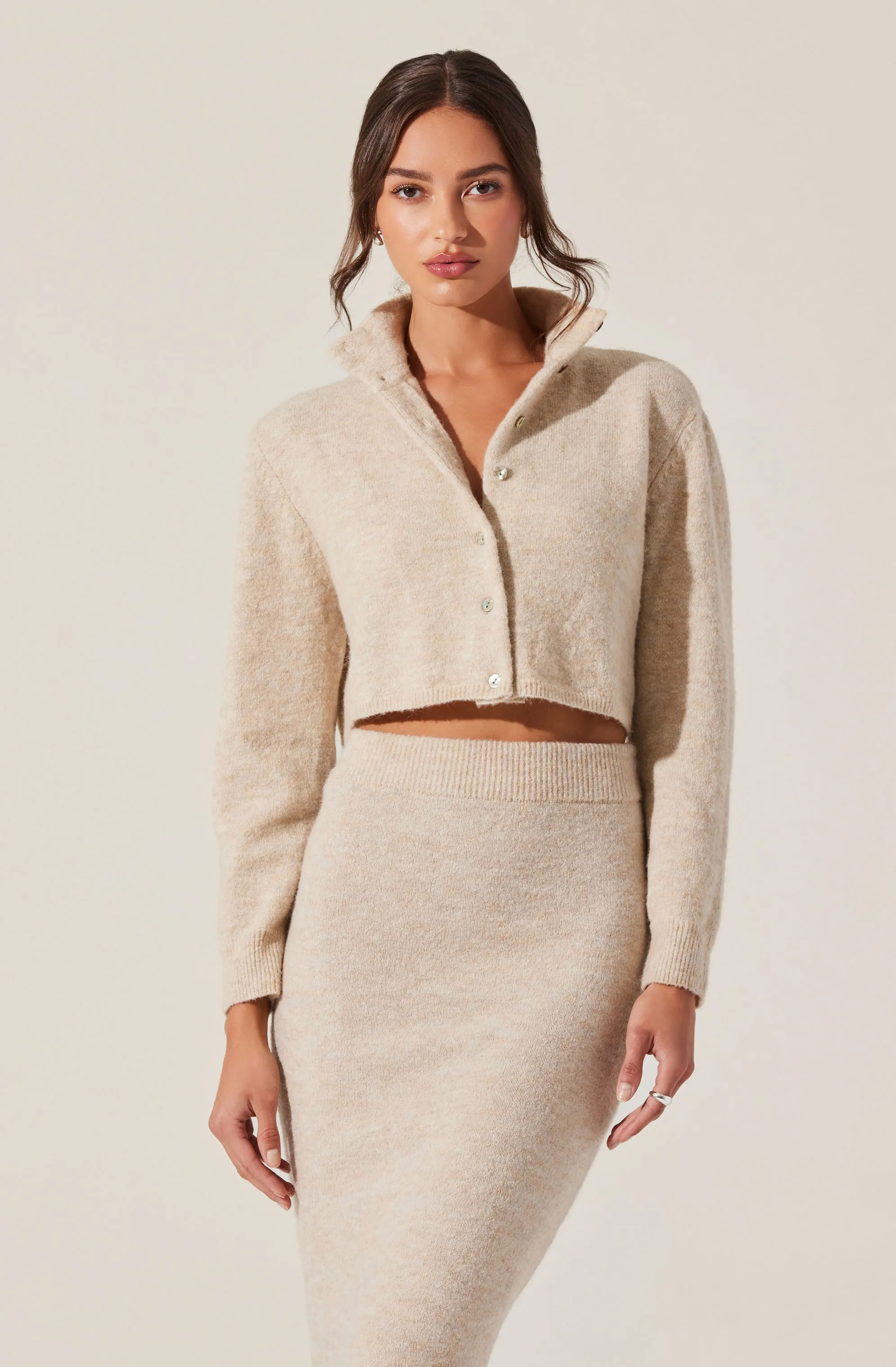 Karsyn Cropped Turtleneck Cardigan sold by Astr