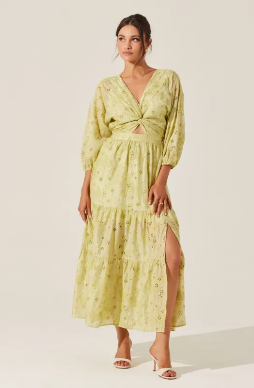 Jesalyn Floral Eyelet Maxi Dress sold by Astr