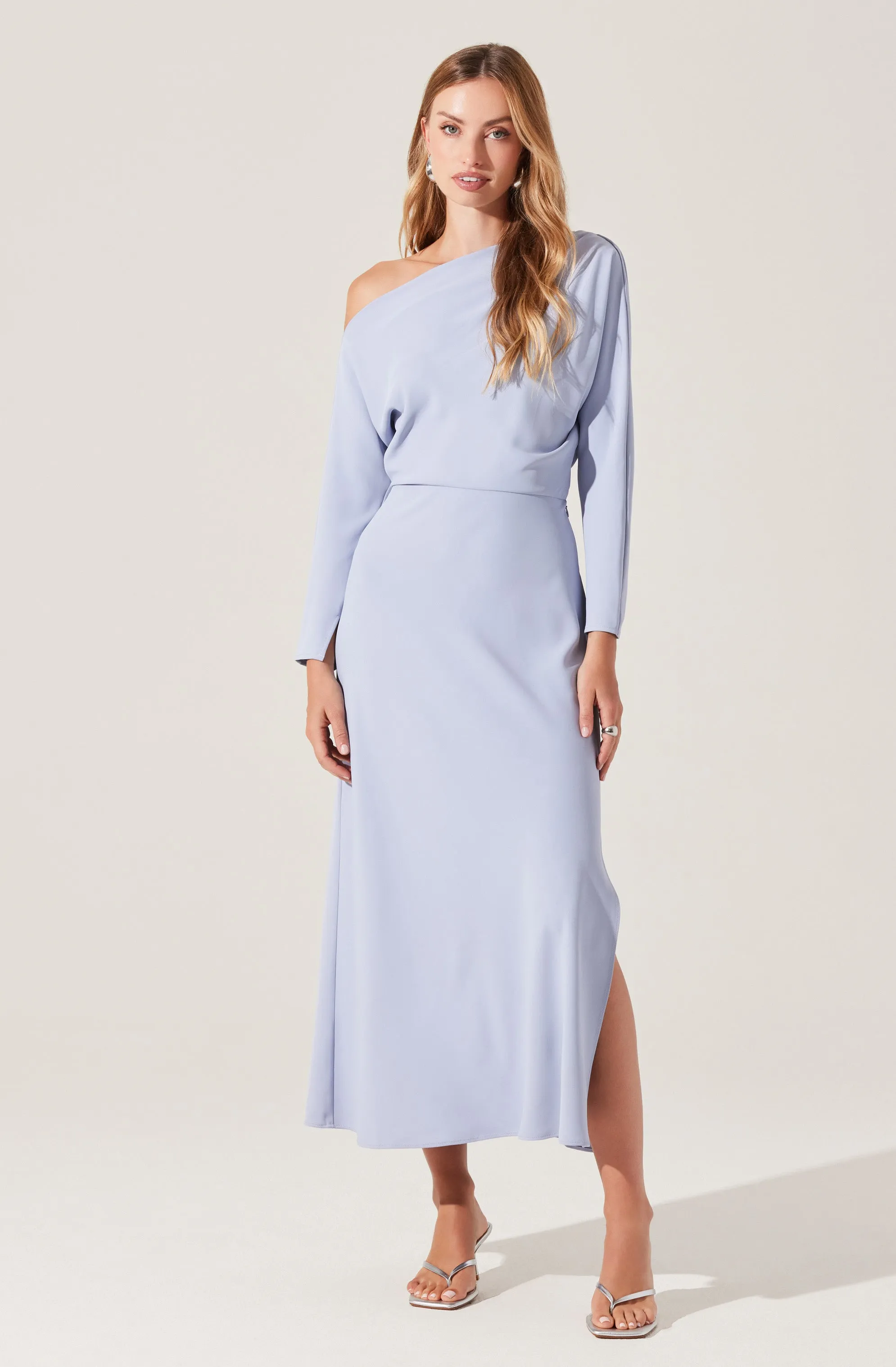 Naida Off Shoulder Midi Dress sold by Astr